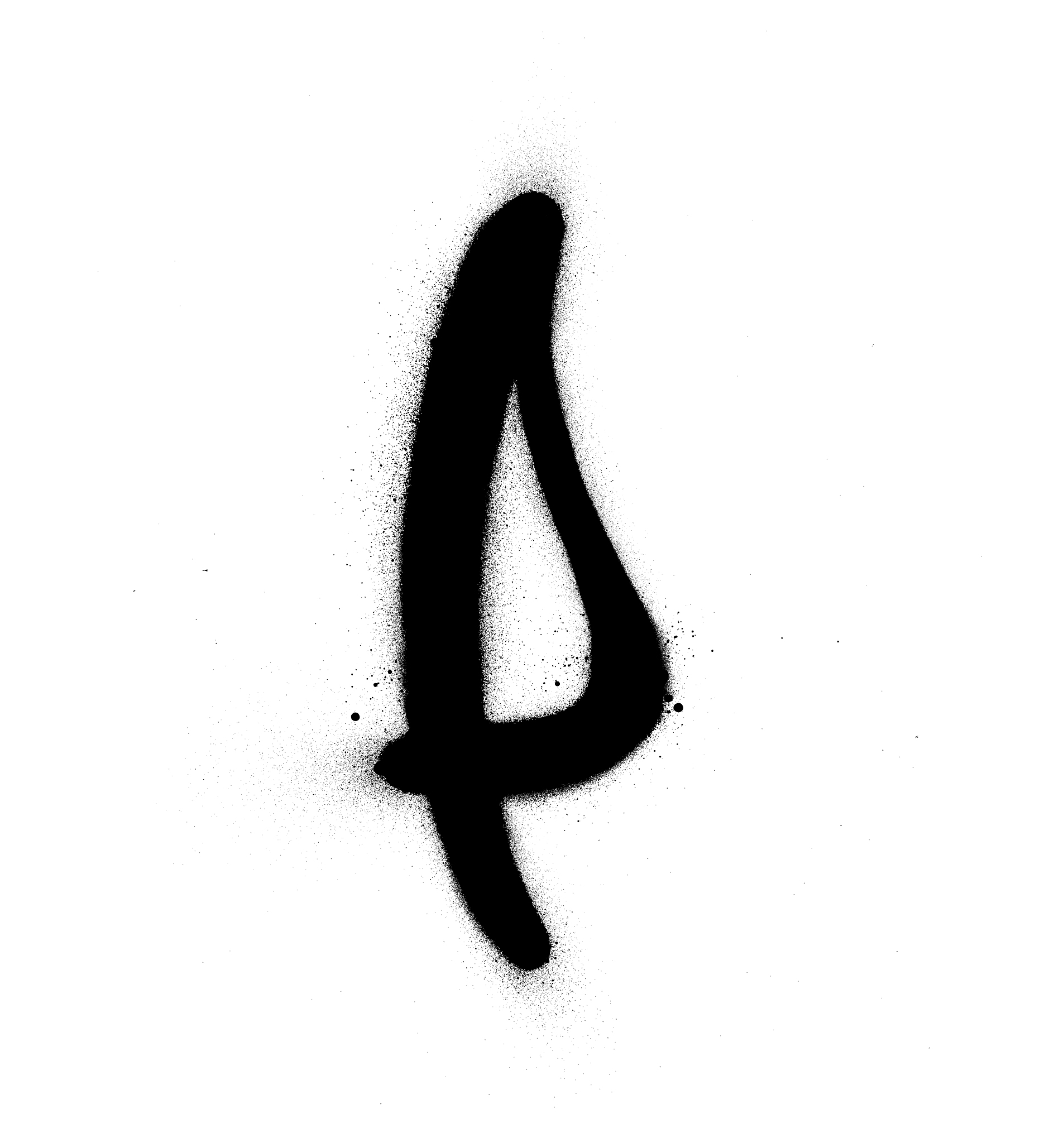 graffiti p font sprayed in black over white