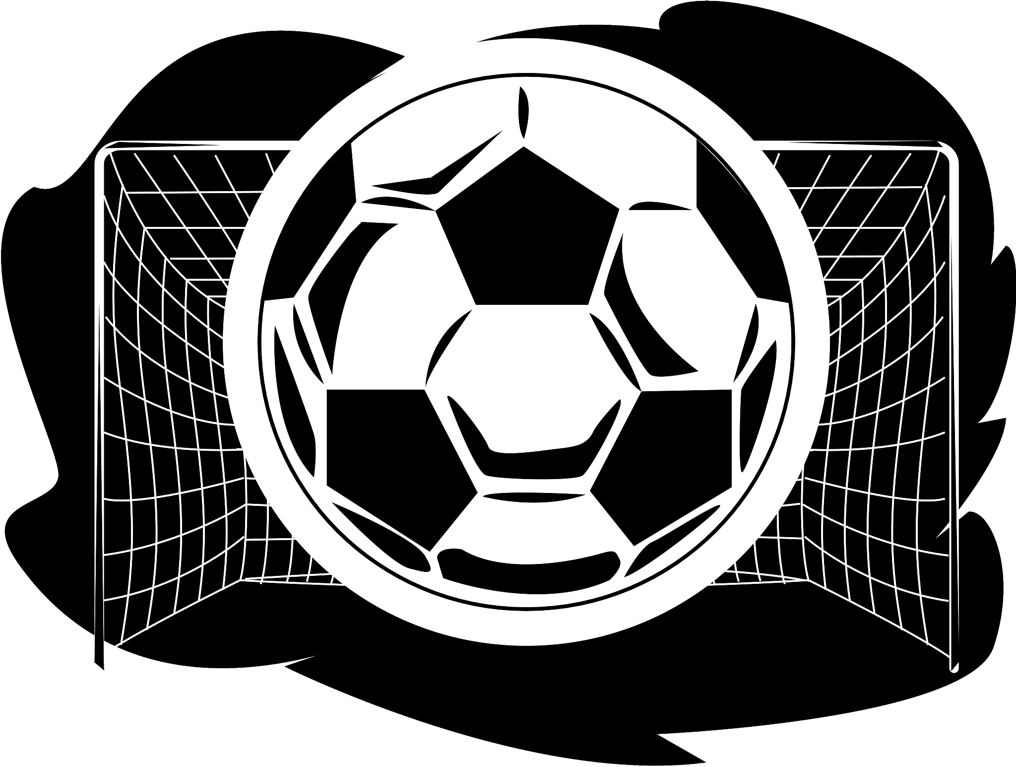 soccer ball and goal, grouped elements