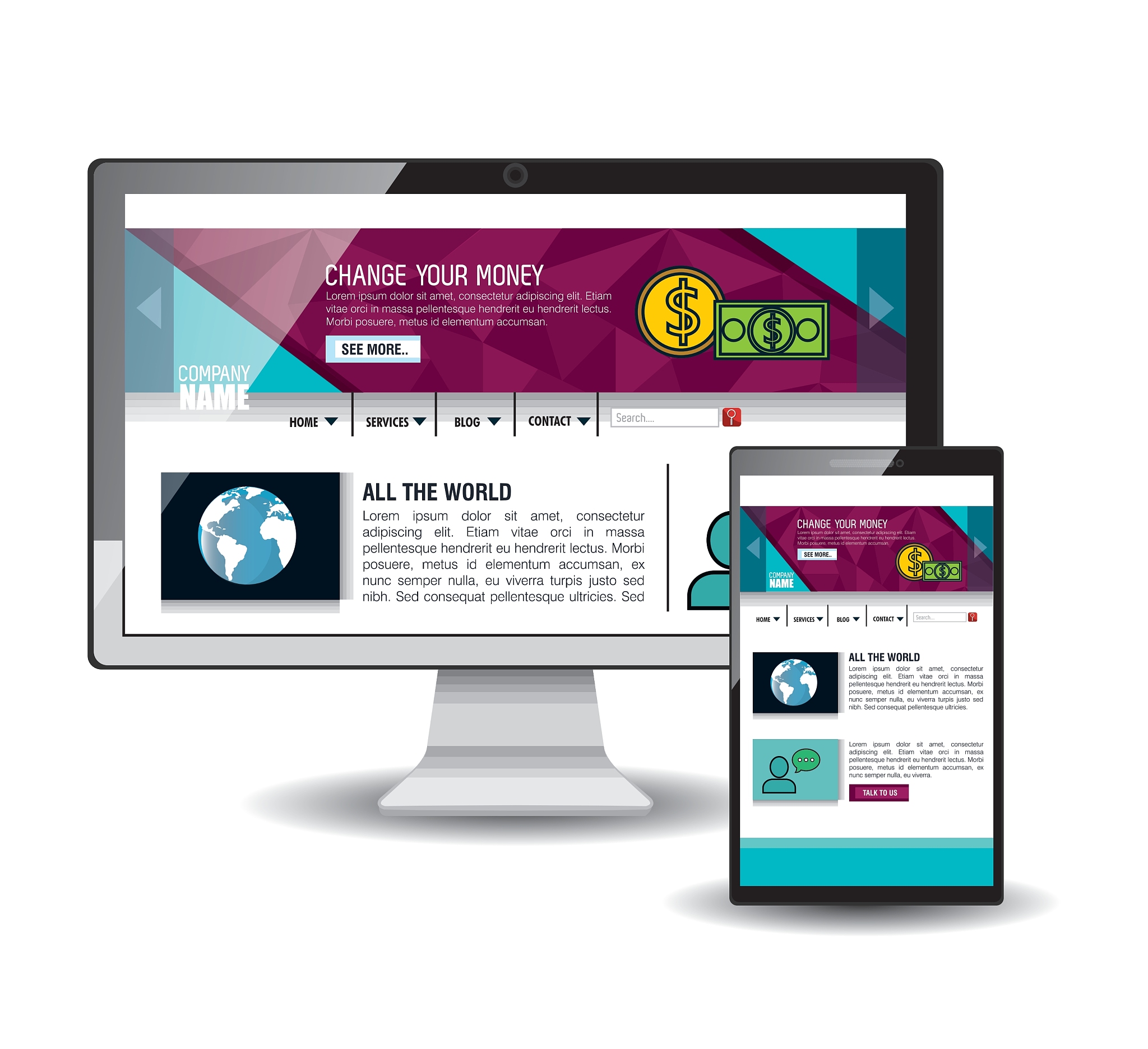 website template in electronic devices
