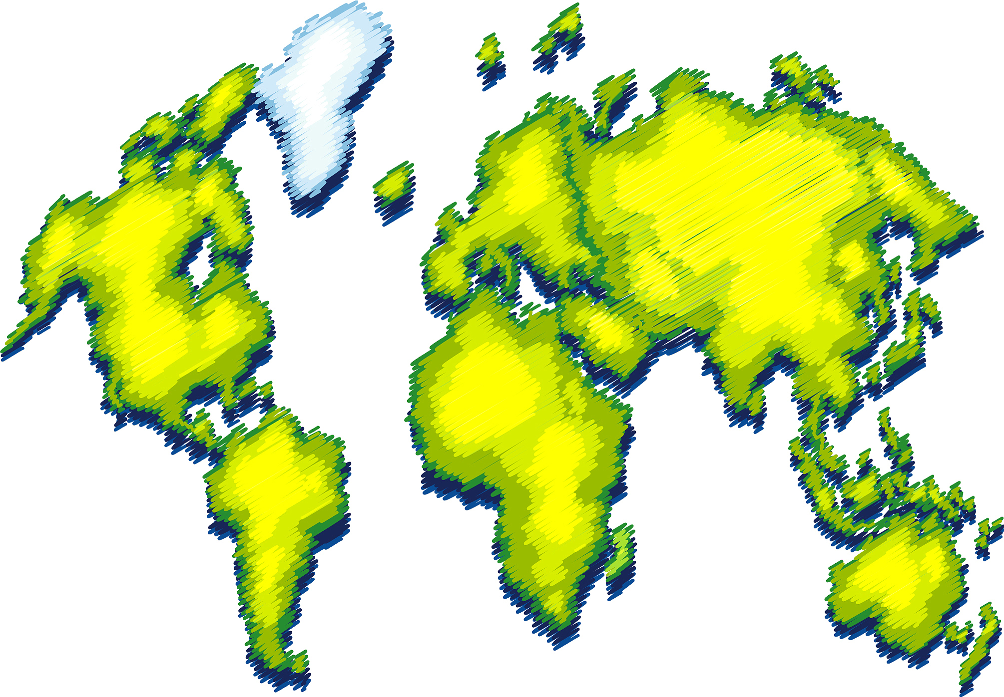 world map with green color on land