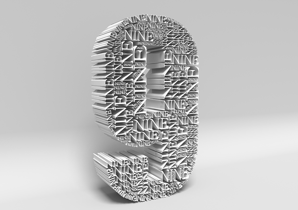 three dimensional number nine
