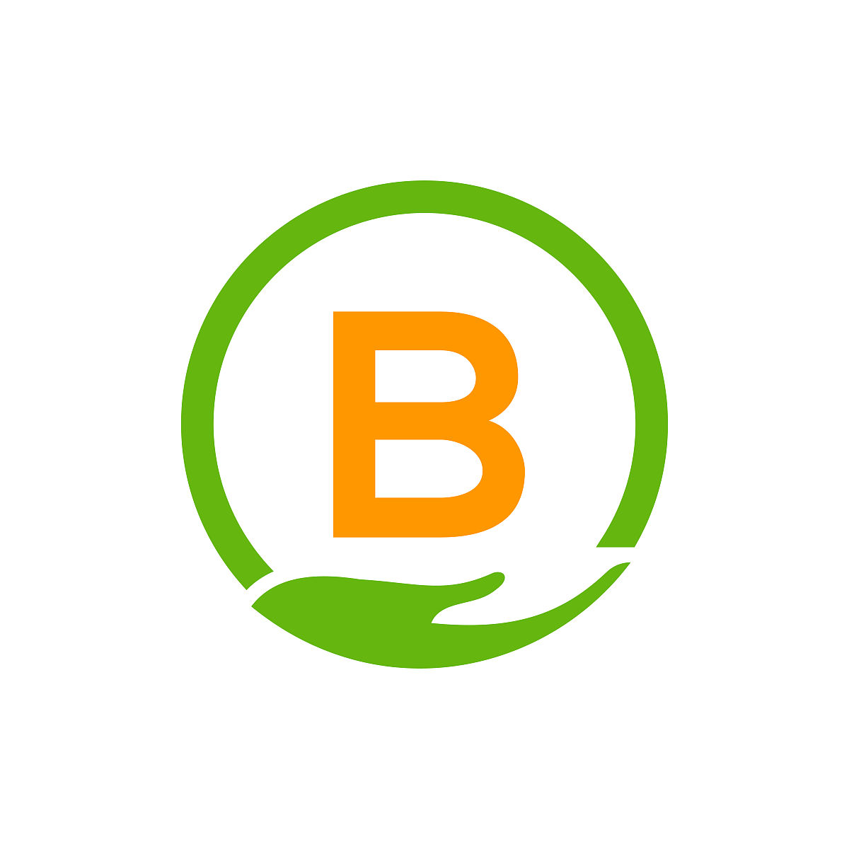 慈善帮助手标志上字母b概念模板.关爱,分享,慈善,医疗,捐赠机构b标志