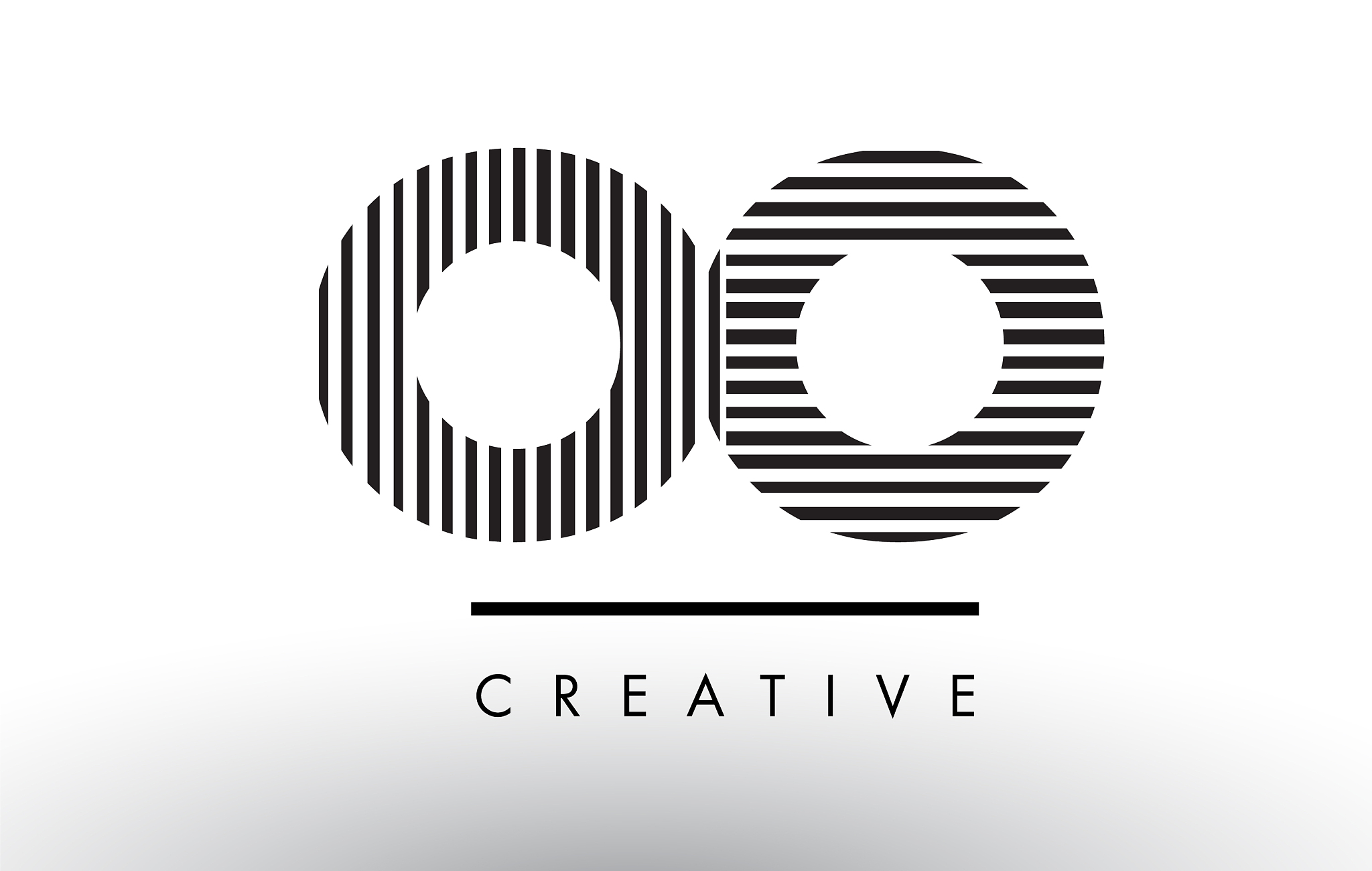 oo o black and white lines letter logo design