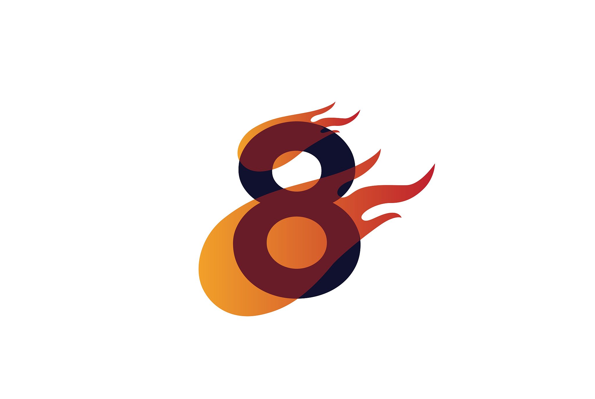 initial number logo orange fire flame logo template