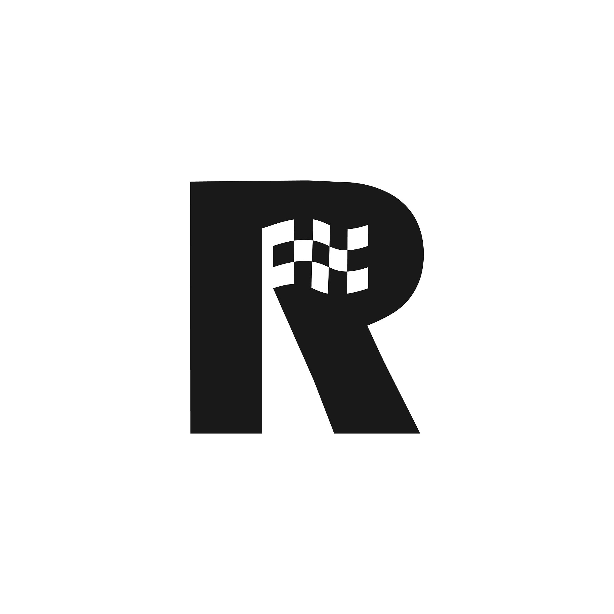 letter r for race initial icon design vector with flag symbol