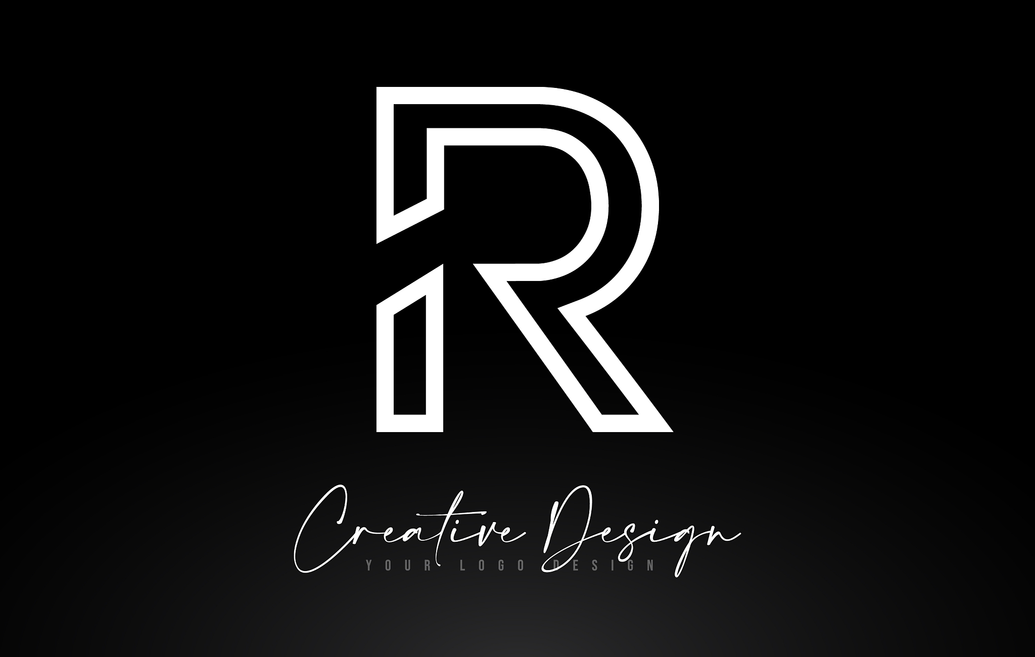 monogram r letter logo design with creative lines