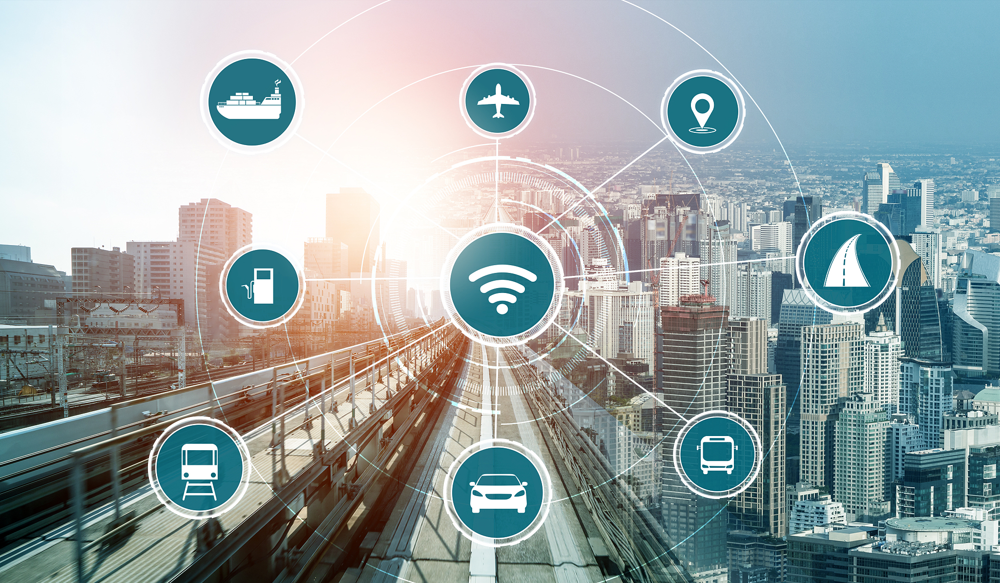 smart transport technology concept for future car traffic on roa