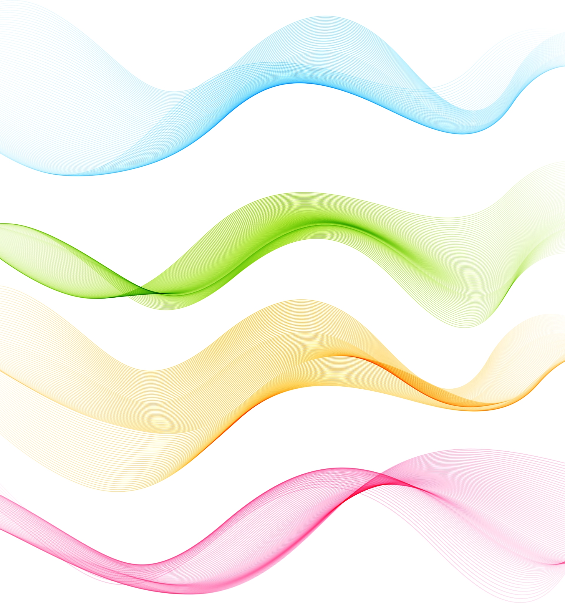 set of abstract smoke curved lines