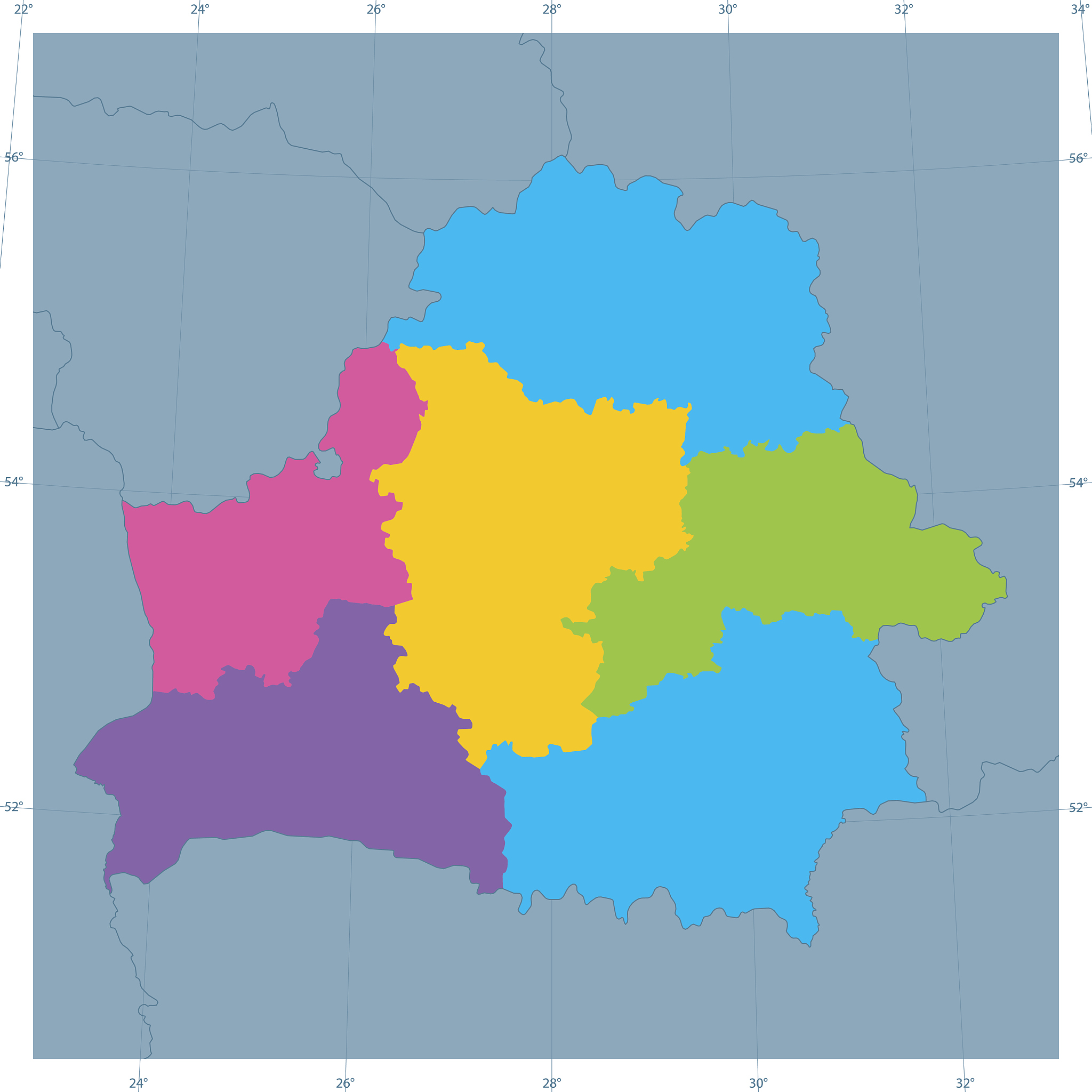 belarus vector map colorful administrative divisions