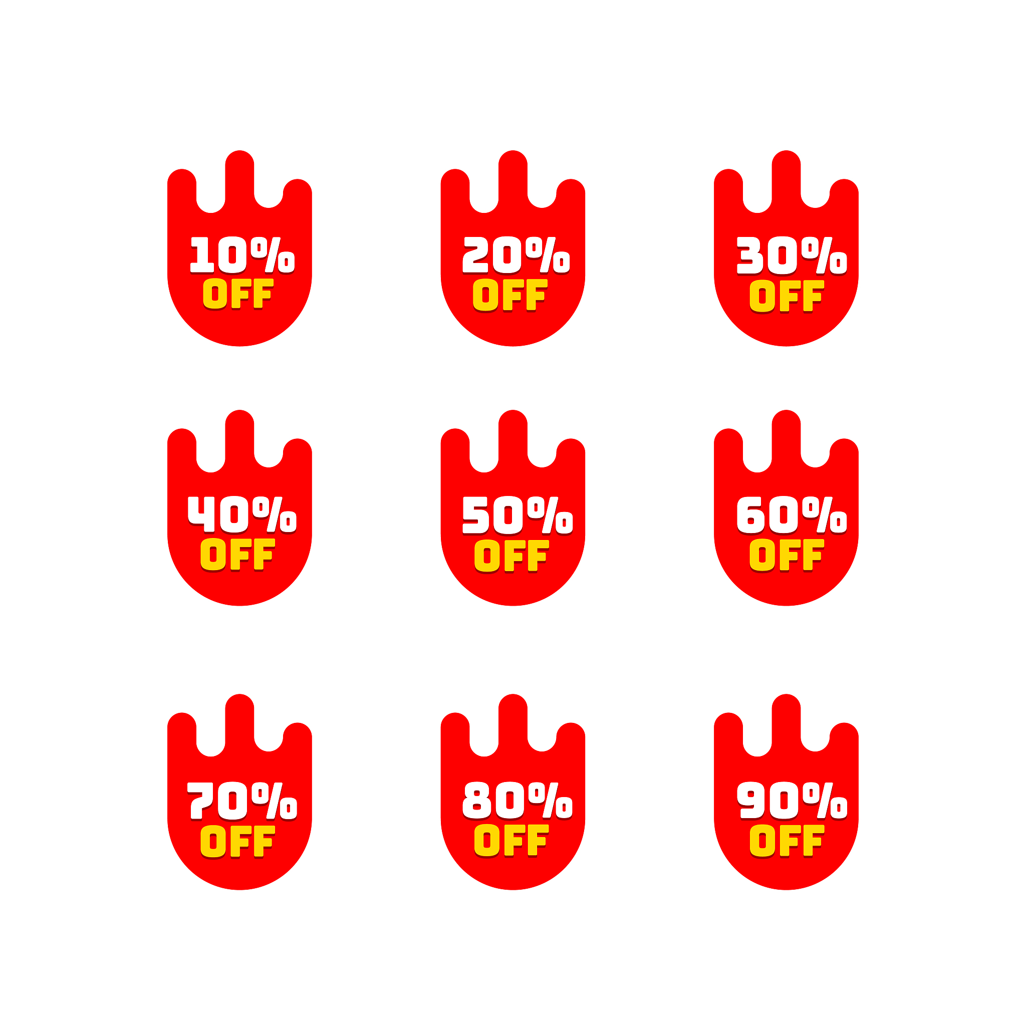 tags set with discount offer