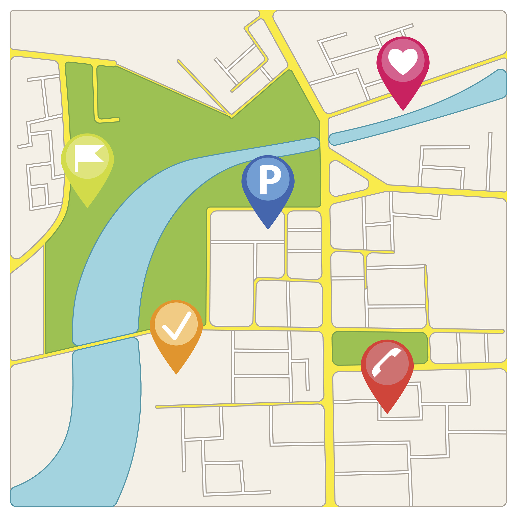 road city map of district. vector