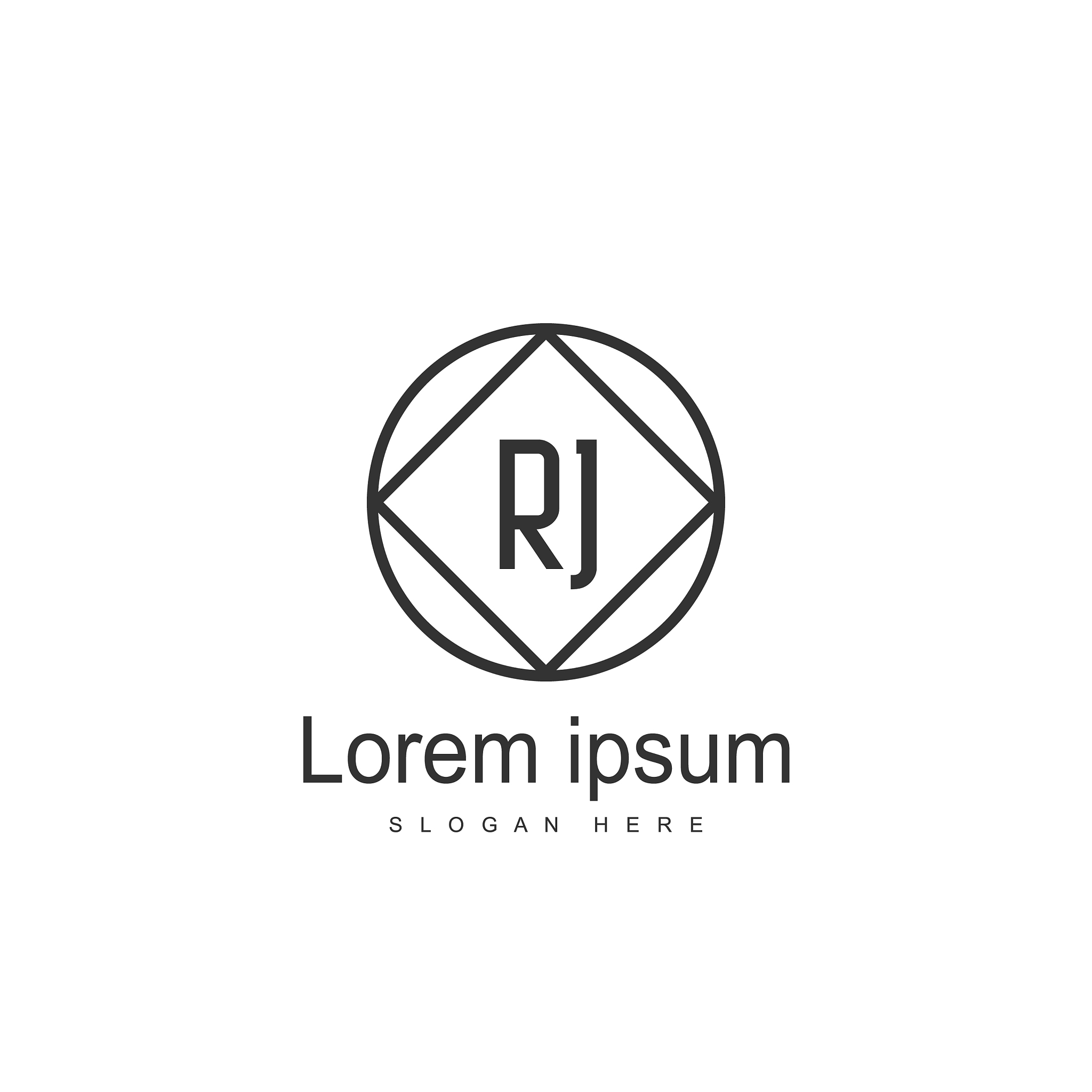 rj logo template design initial letter logo design