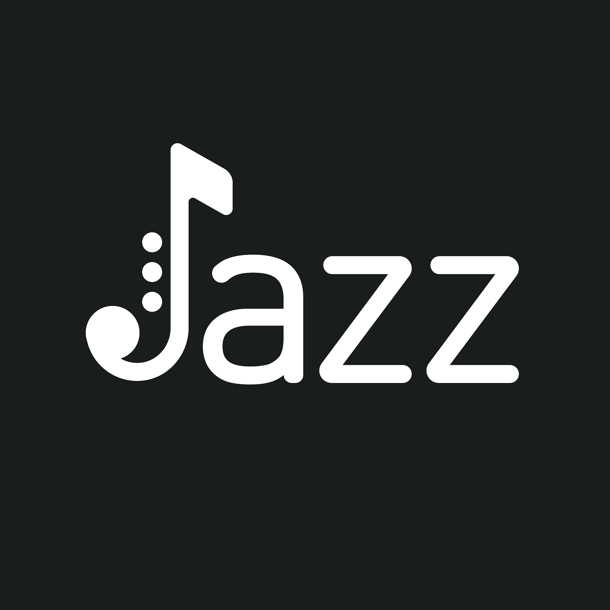 saxophone jazz logo on black background.