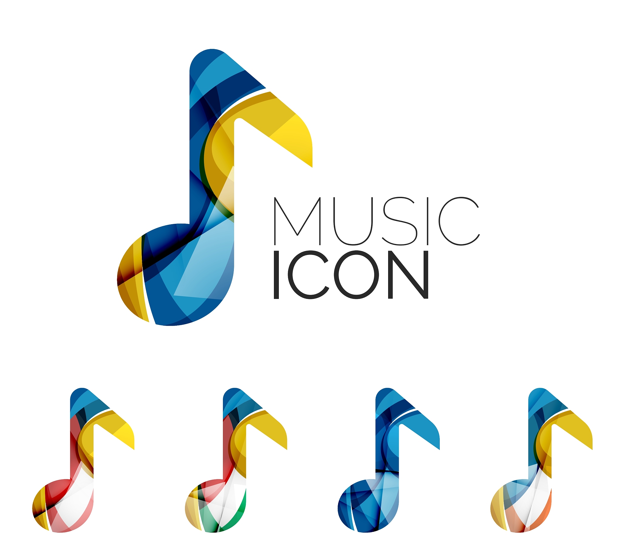 set of abstract music note icon business logotype