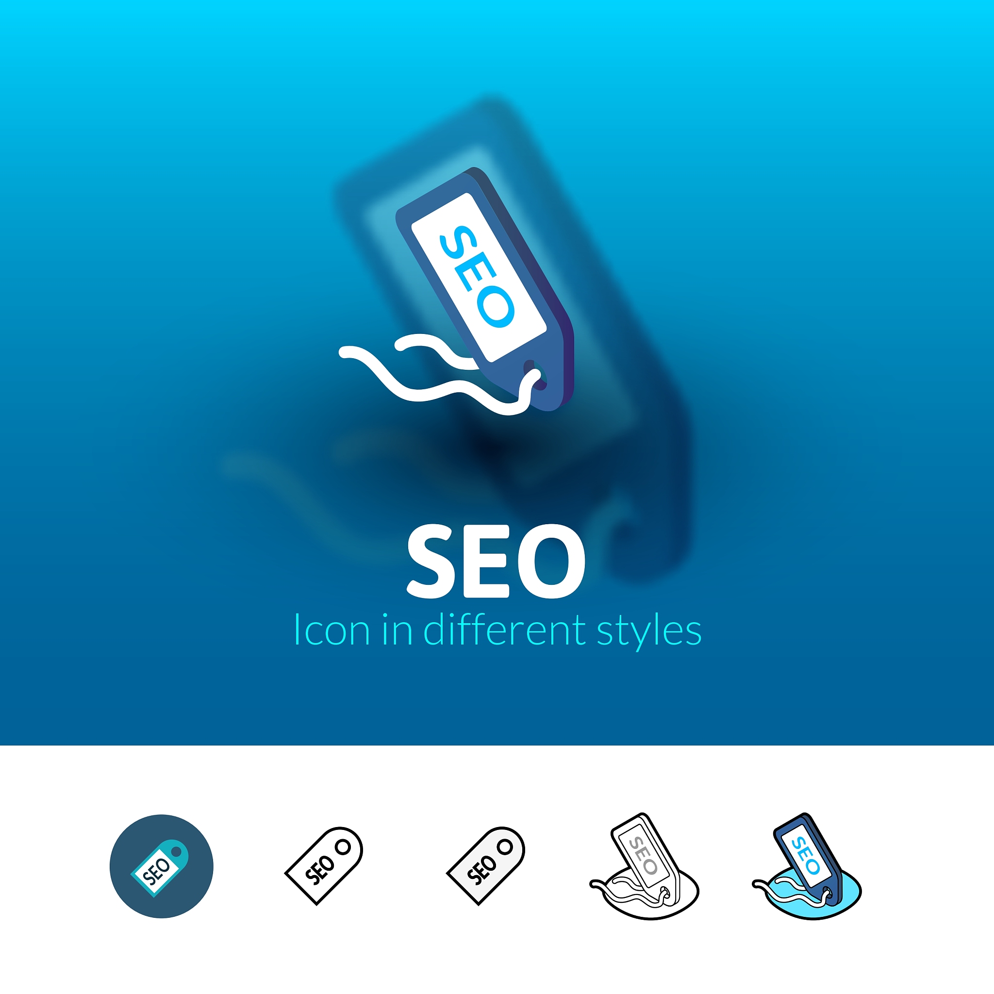 seo - search engine optimization icon in different