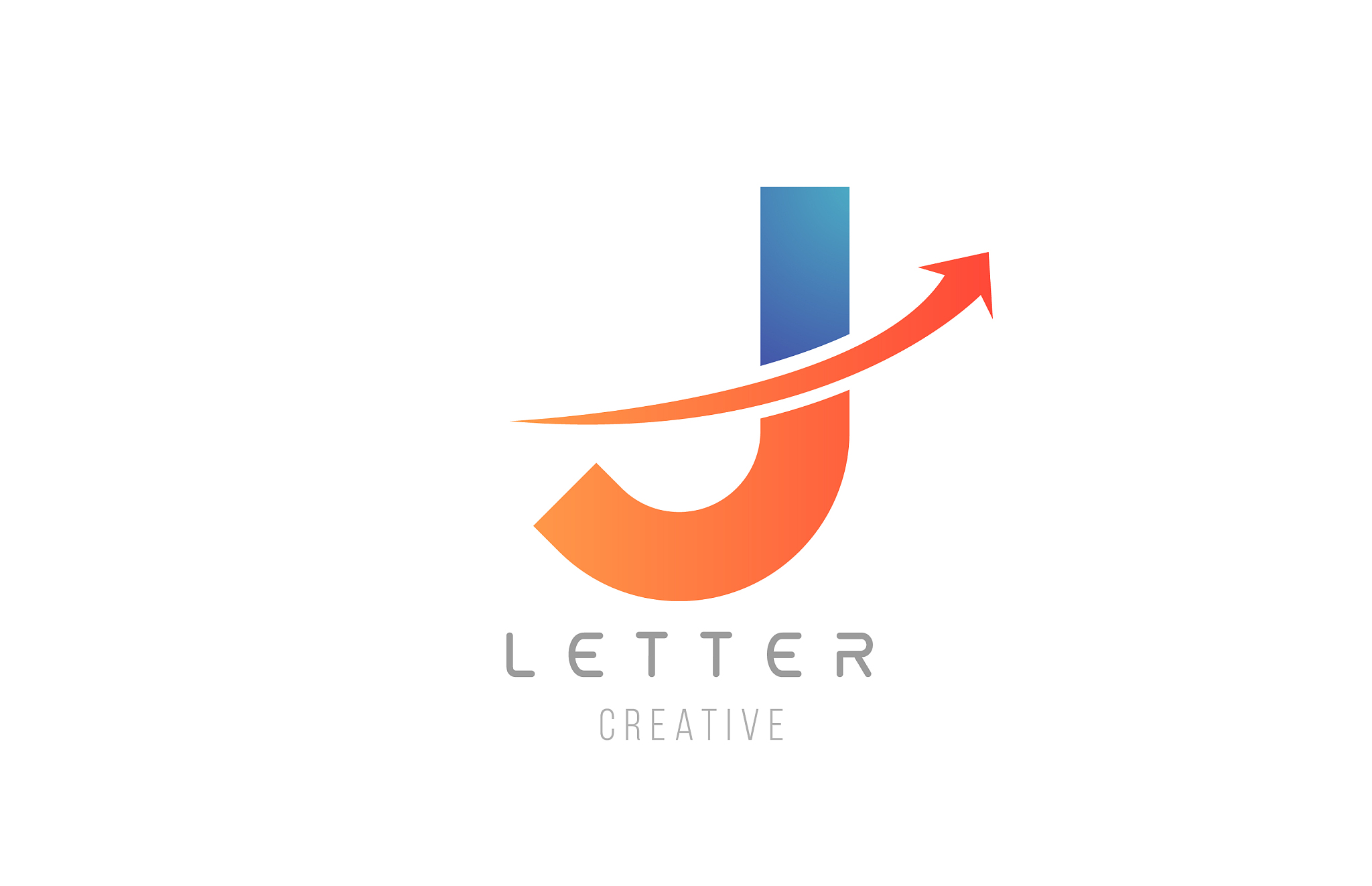 blue orange j letter alphabet icon design for