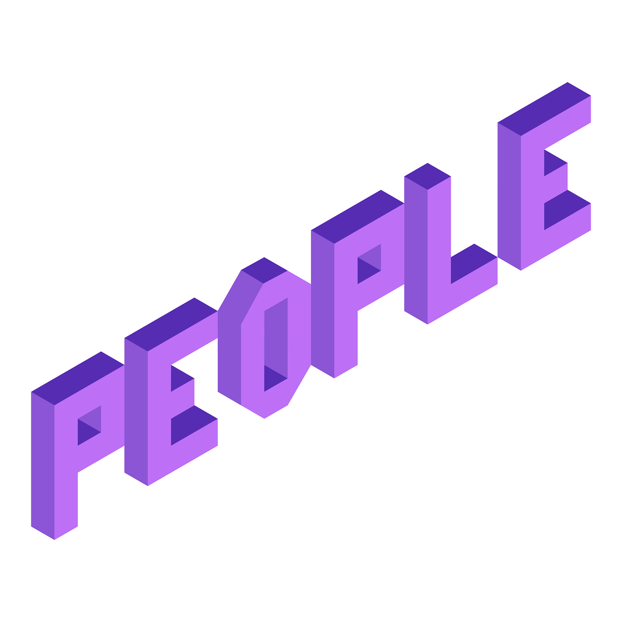 creative abstract illustration with violet word 'people' on whit