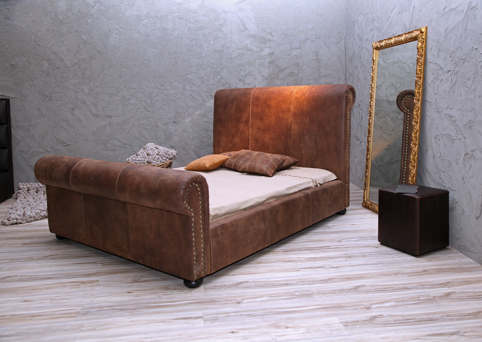 leather vintage bed