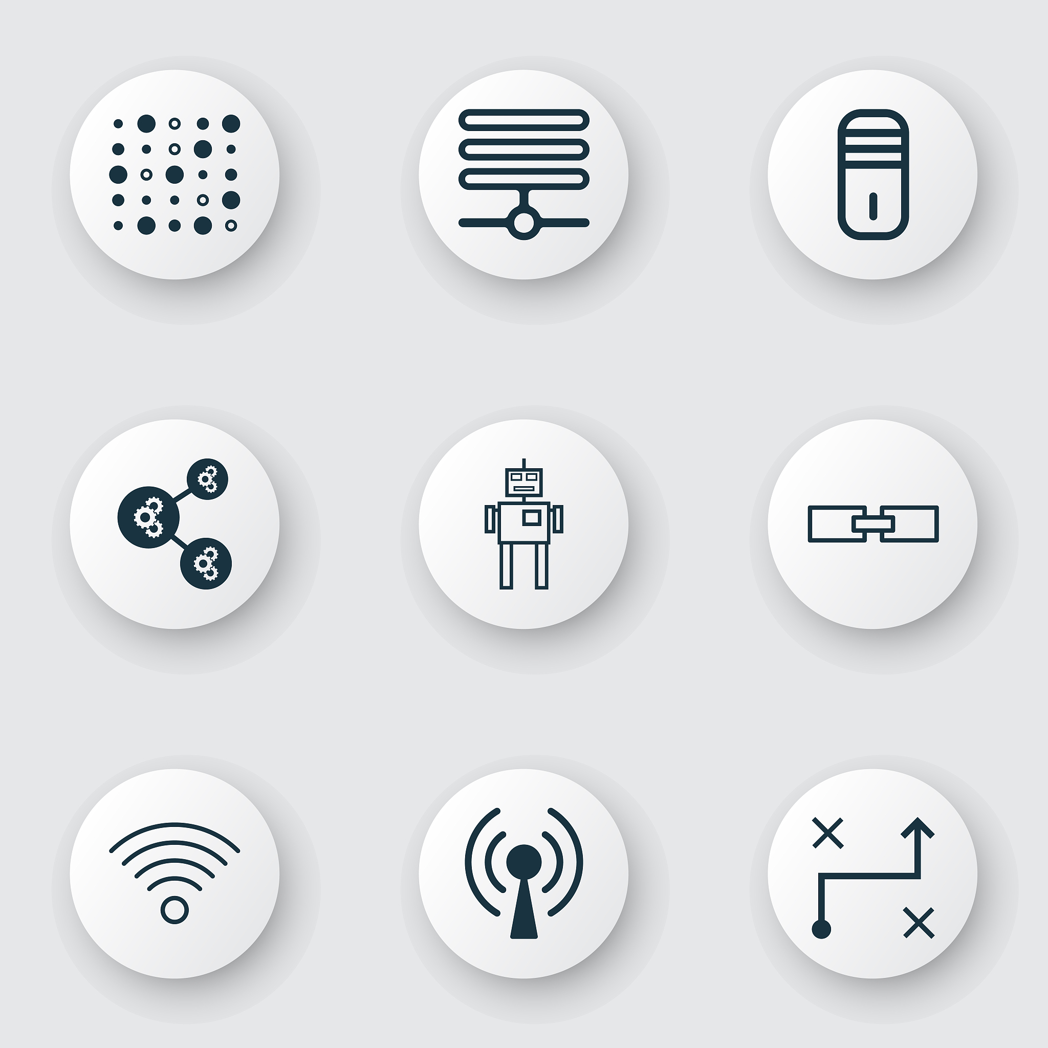 set of 9 machine learning icons includes wireless