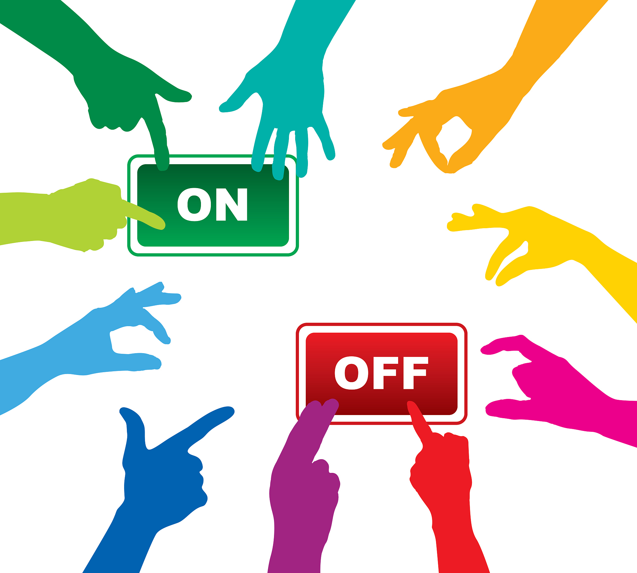 team hands on-off button