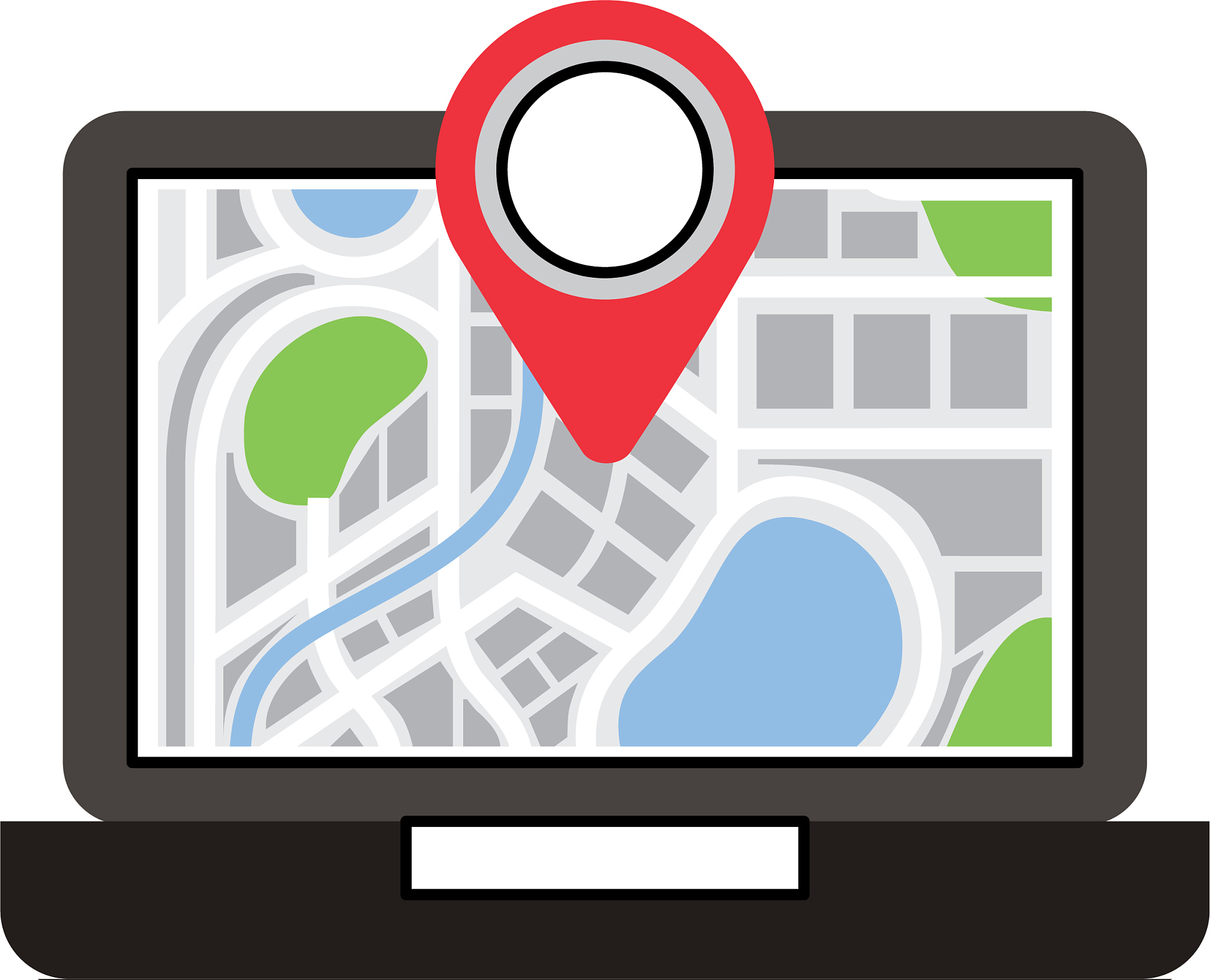 laptop application technology navigation pin map