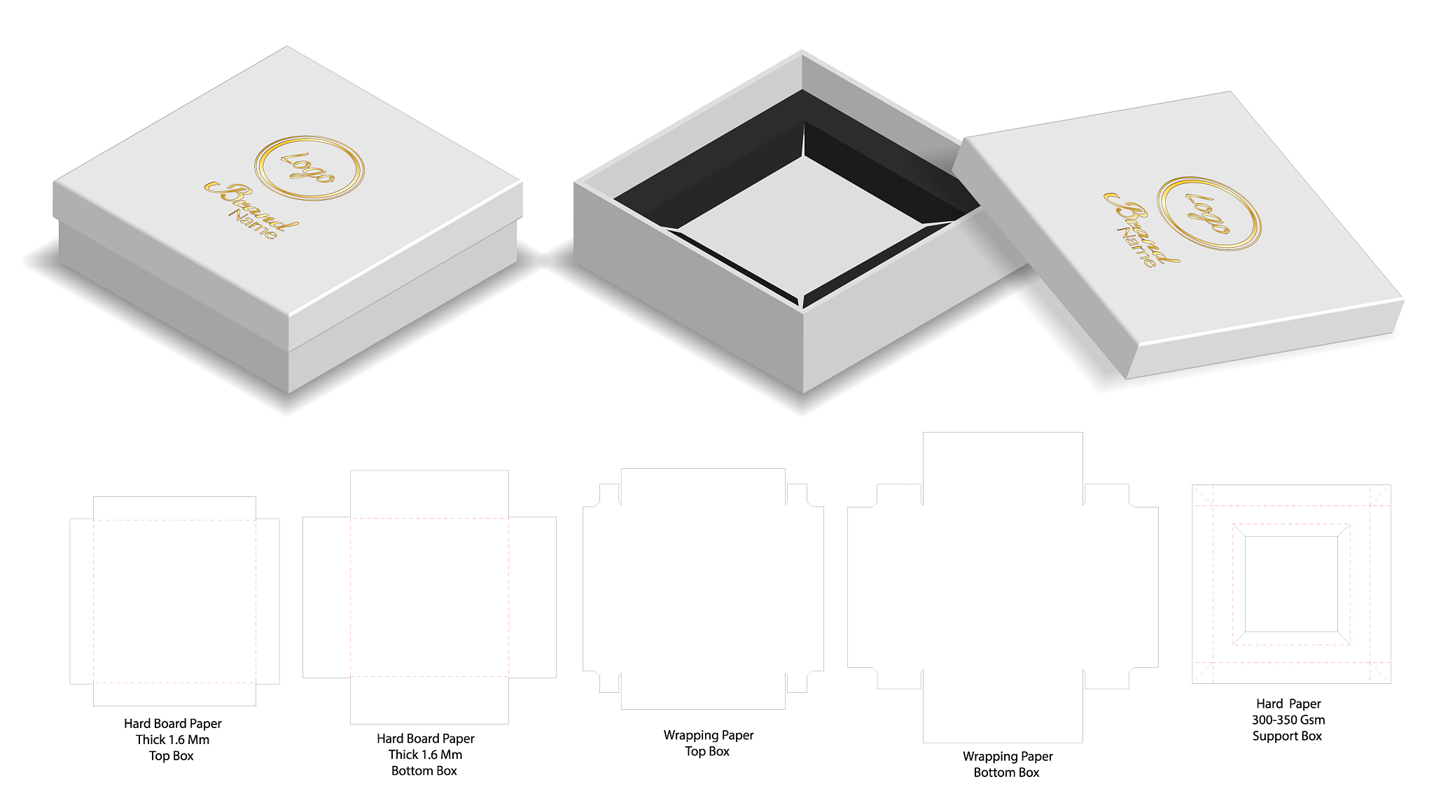 box packaging die cut template design 3d mock-up