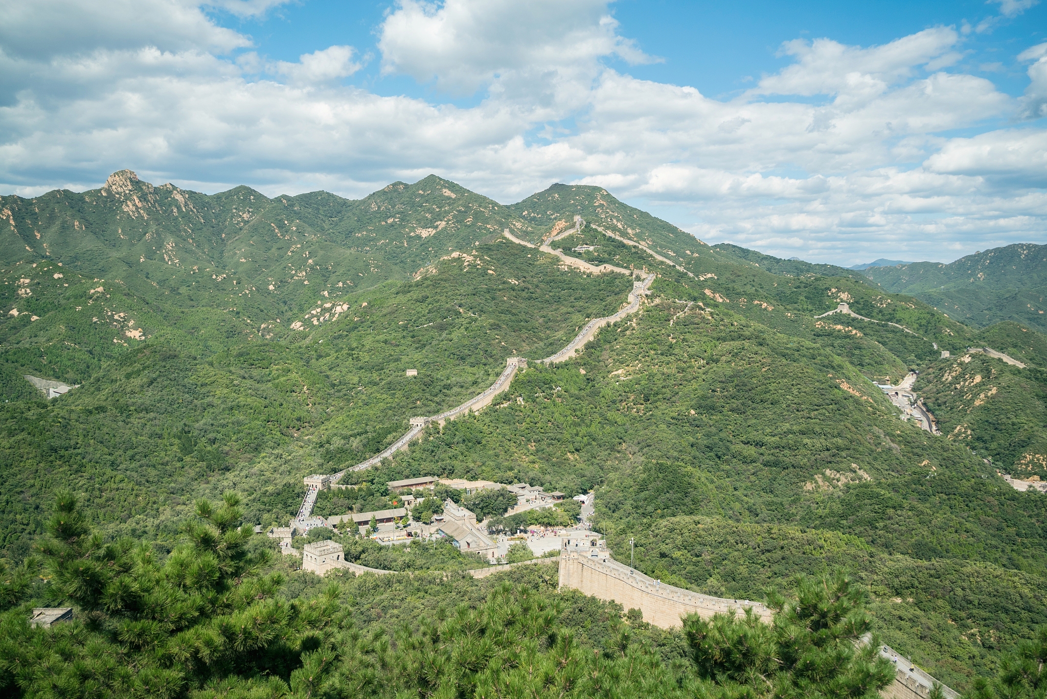 badaling great wall of china asia aerial drone view
