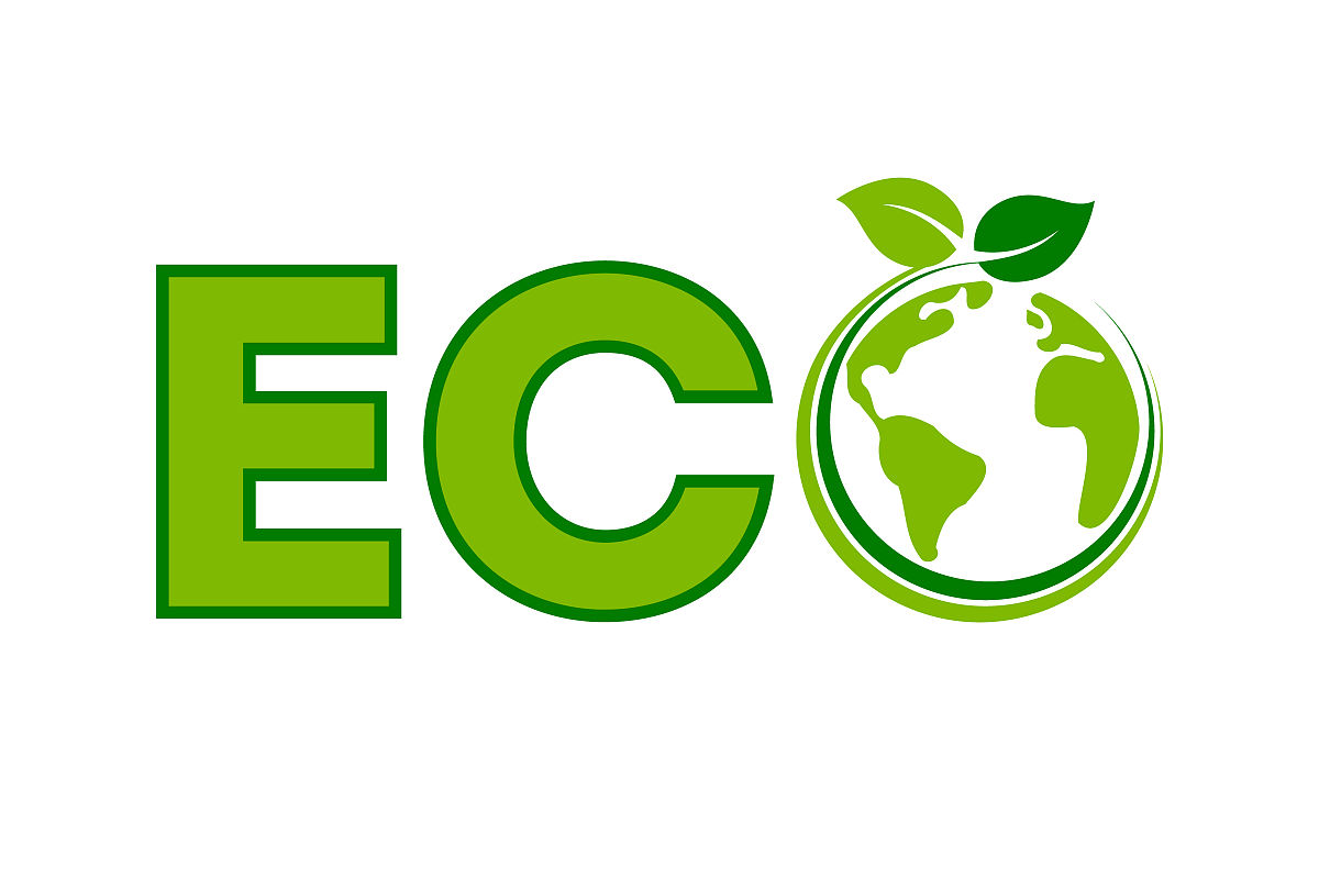 word eco模板logo.绿色字母与行星地球.