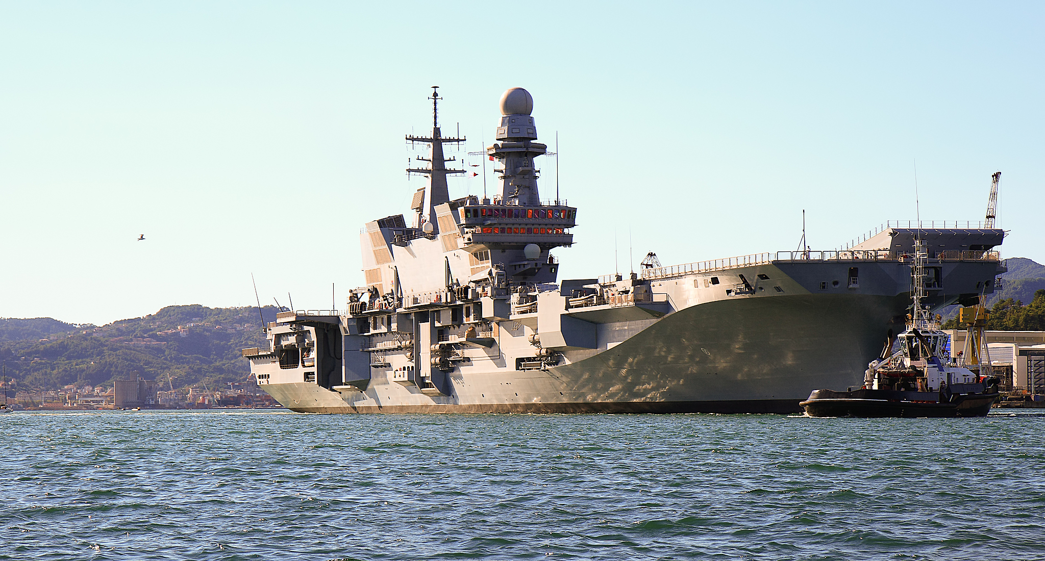 italian aircraft carrier in the gulf of la spezia