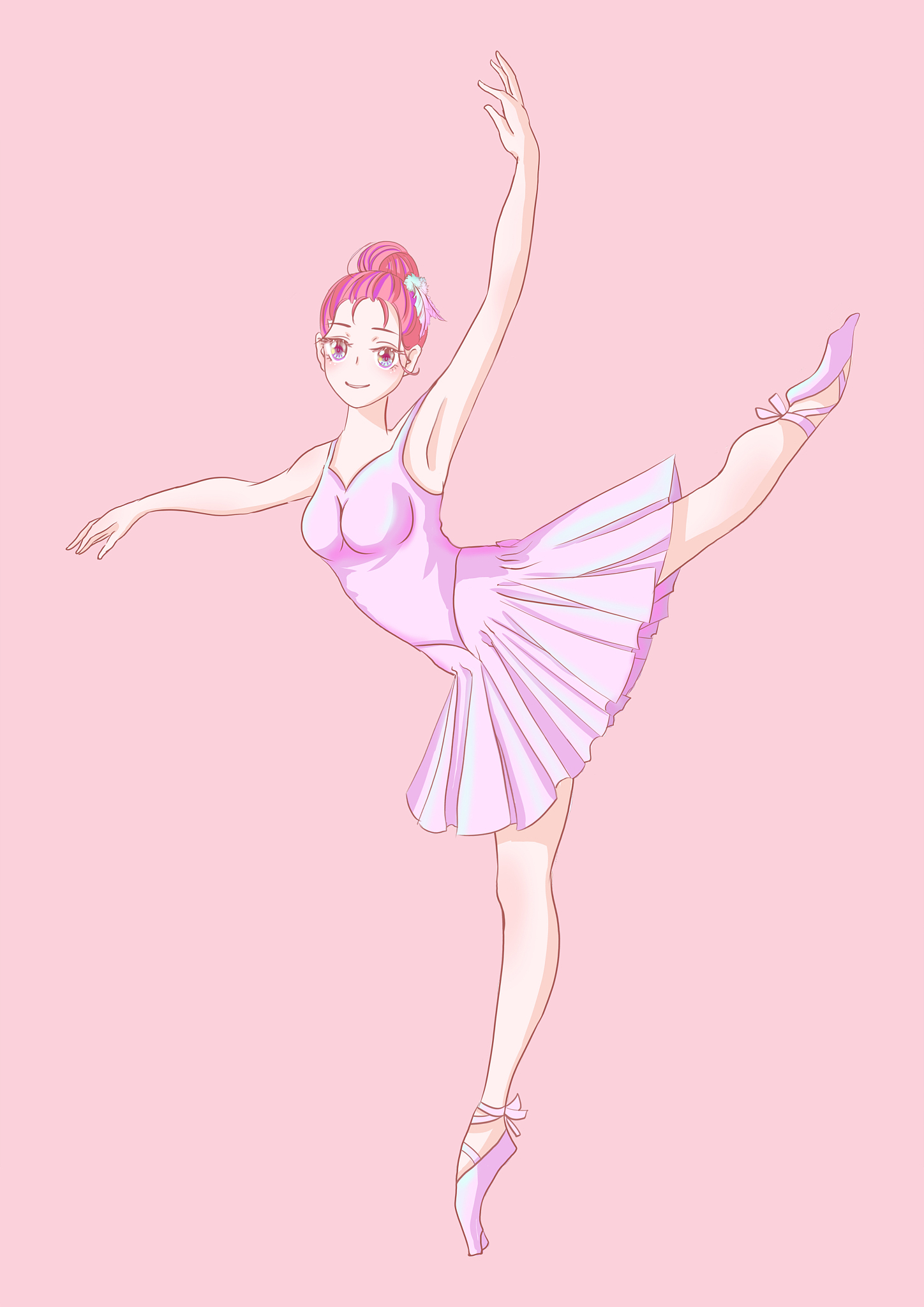 跳芭蕾舞女生插画背景素材