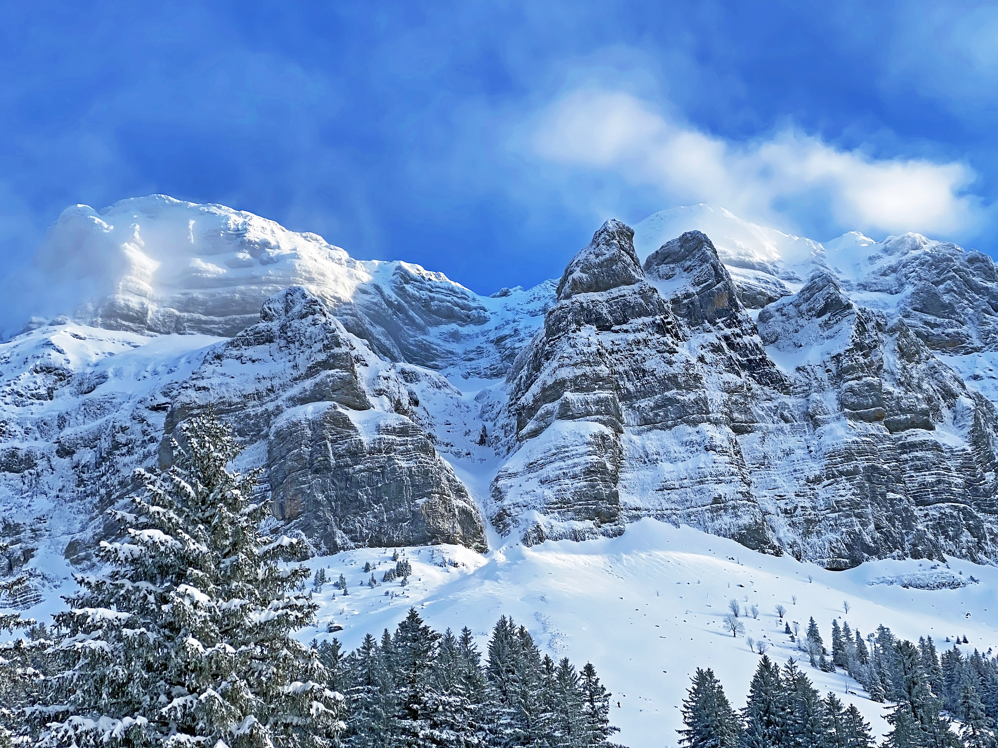 mystical winter atmosphere on the alpstein range in appenzell al