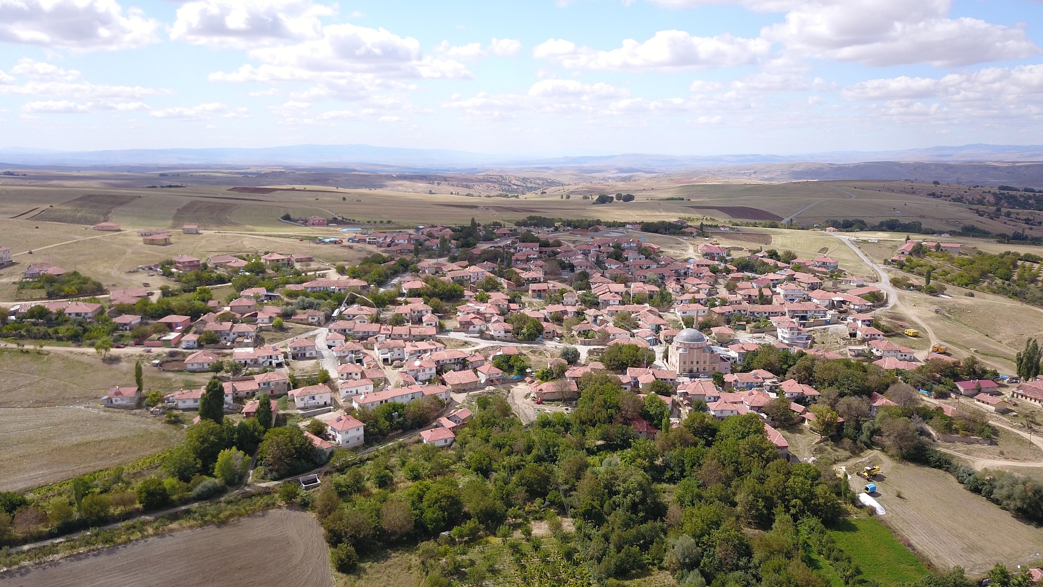 drone view of basinayayla  - anatolian village near yozgat city