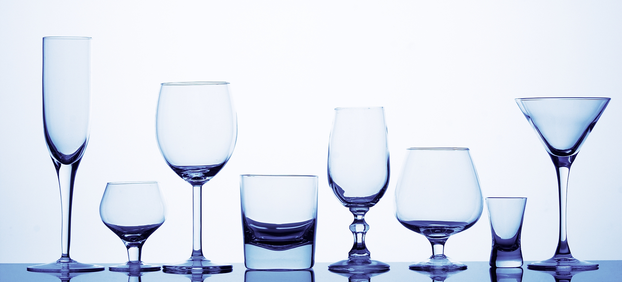 eight different glasses