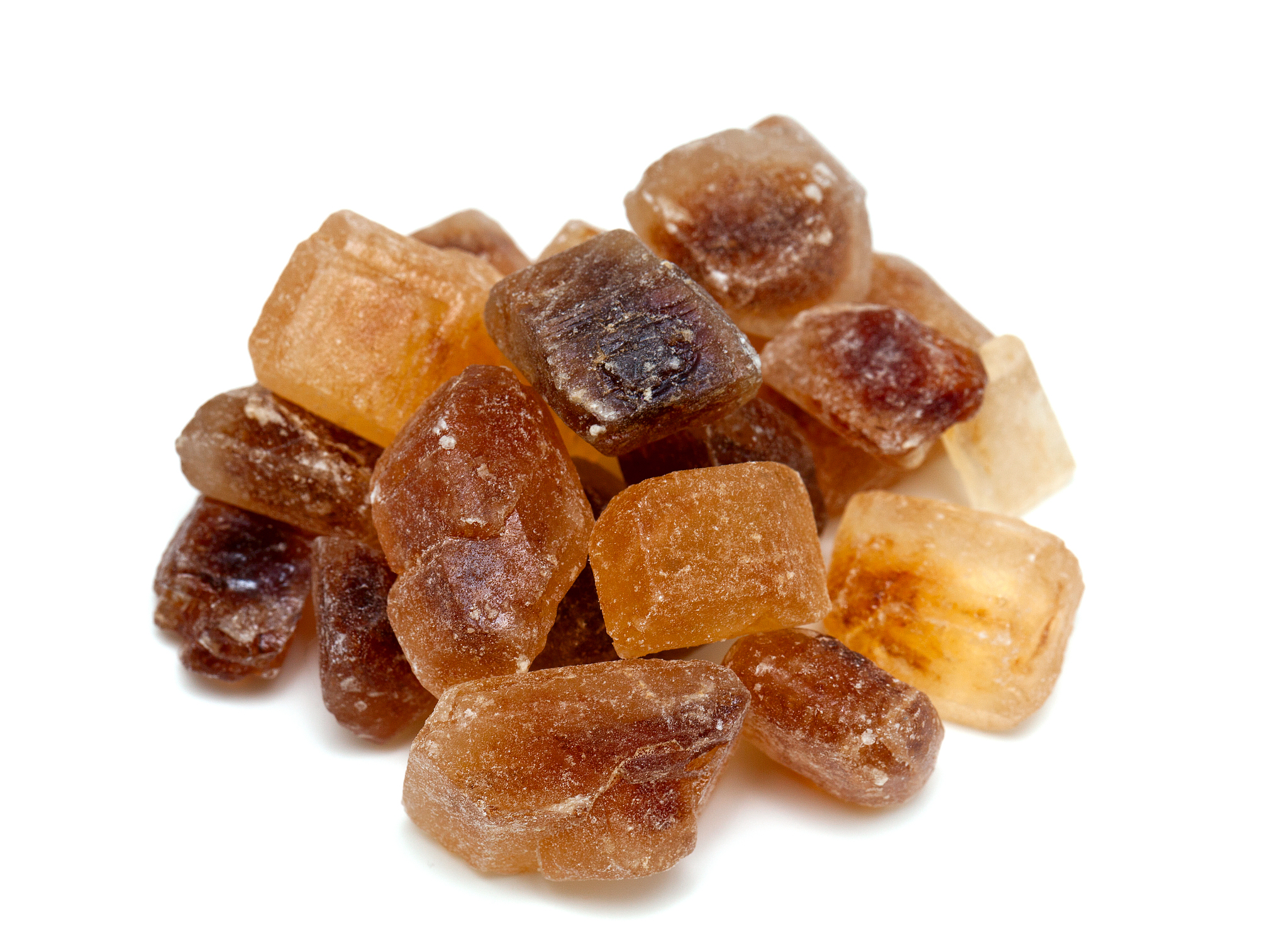 brown caramelized sugar on white background