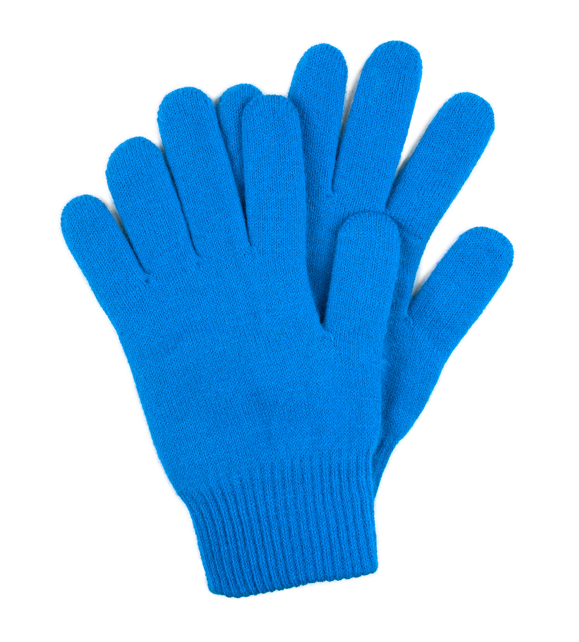 pair of blue woolen gloves isolated on white background