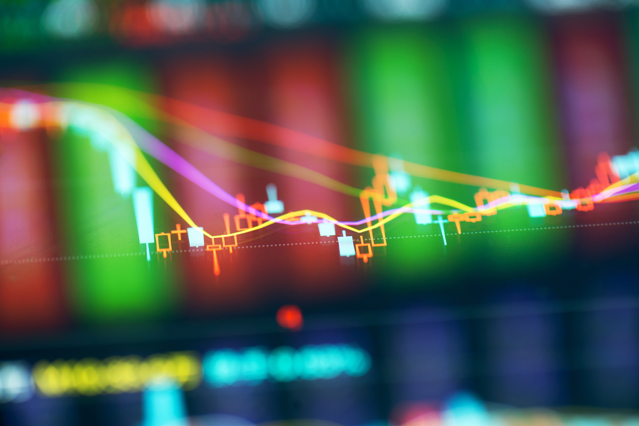 stock market data in screen illuminated