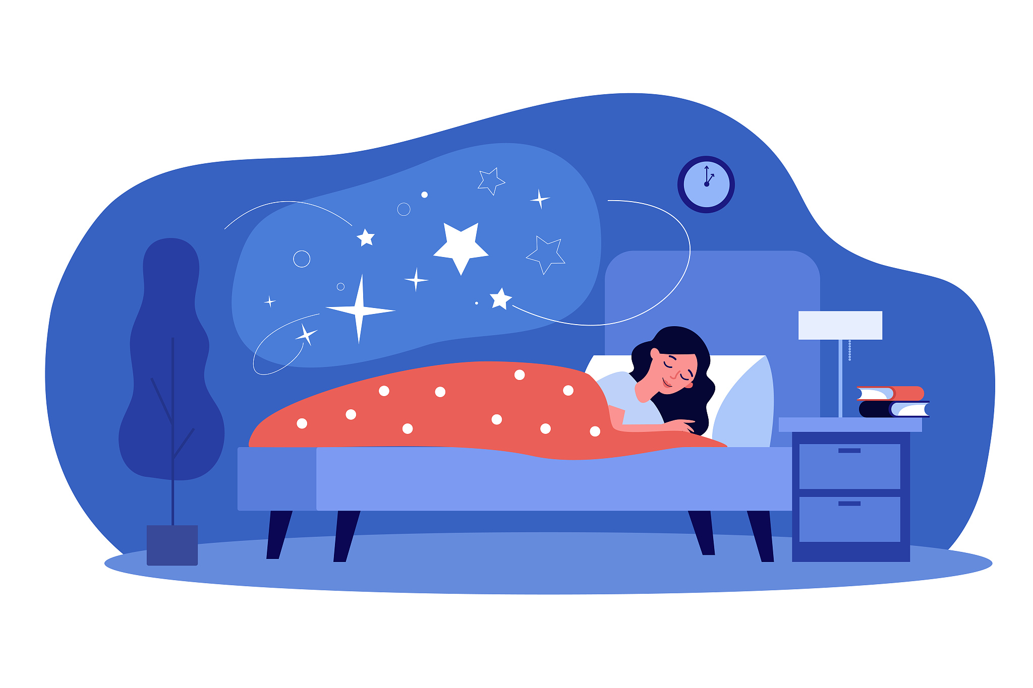 woman sleeping in her bedroom