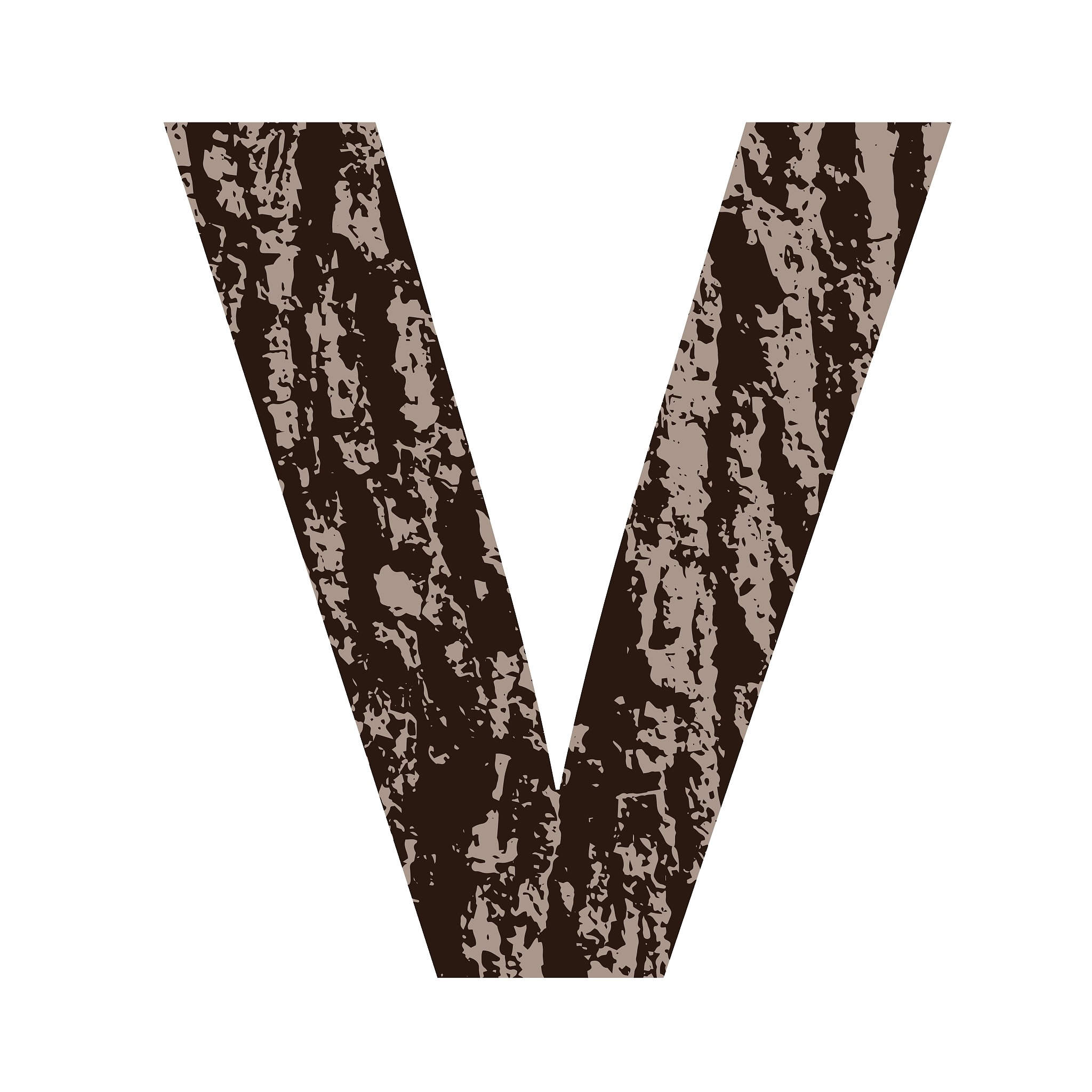 letter v made from oak bark