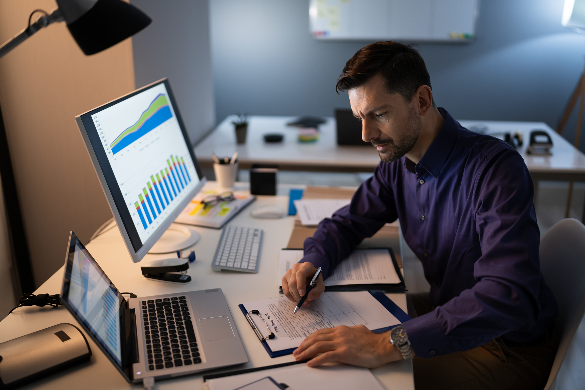 man and computer