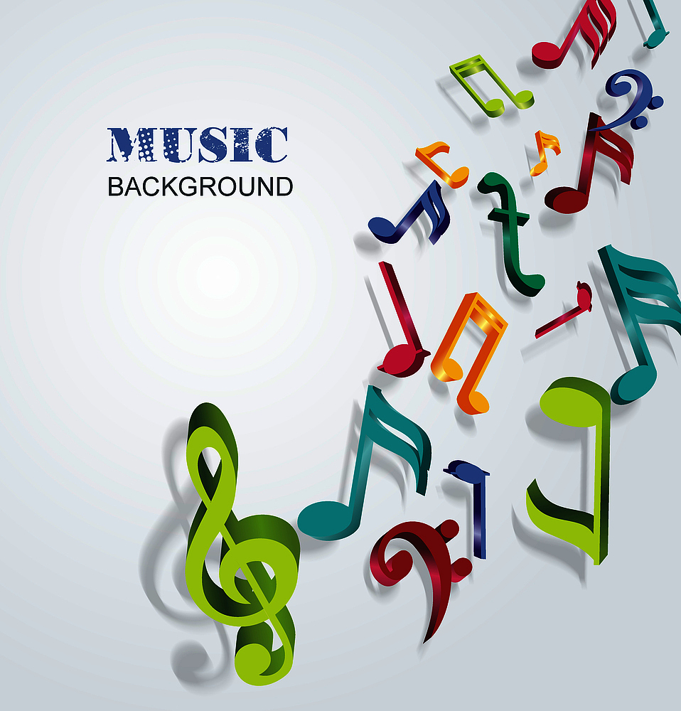 abstract background with colorful music notes, vector illustrati