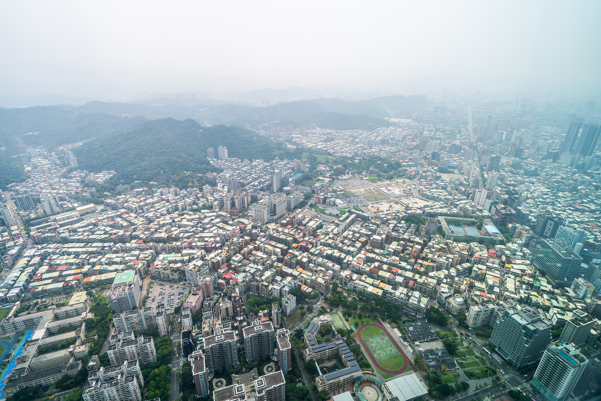 panoramic modern city view in taipei, taiwan