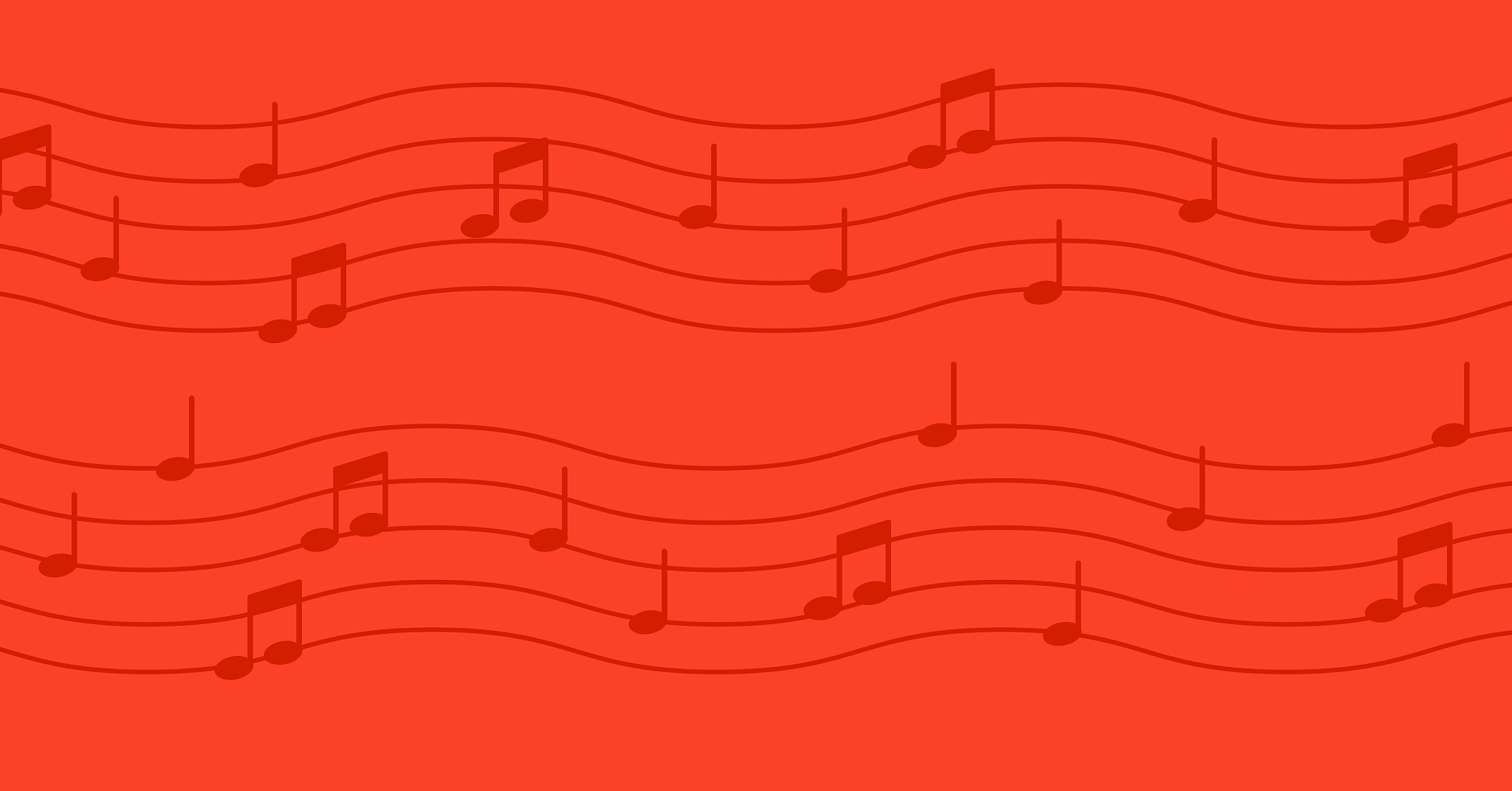 music notes on red background