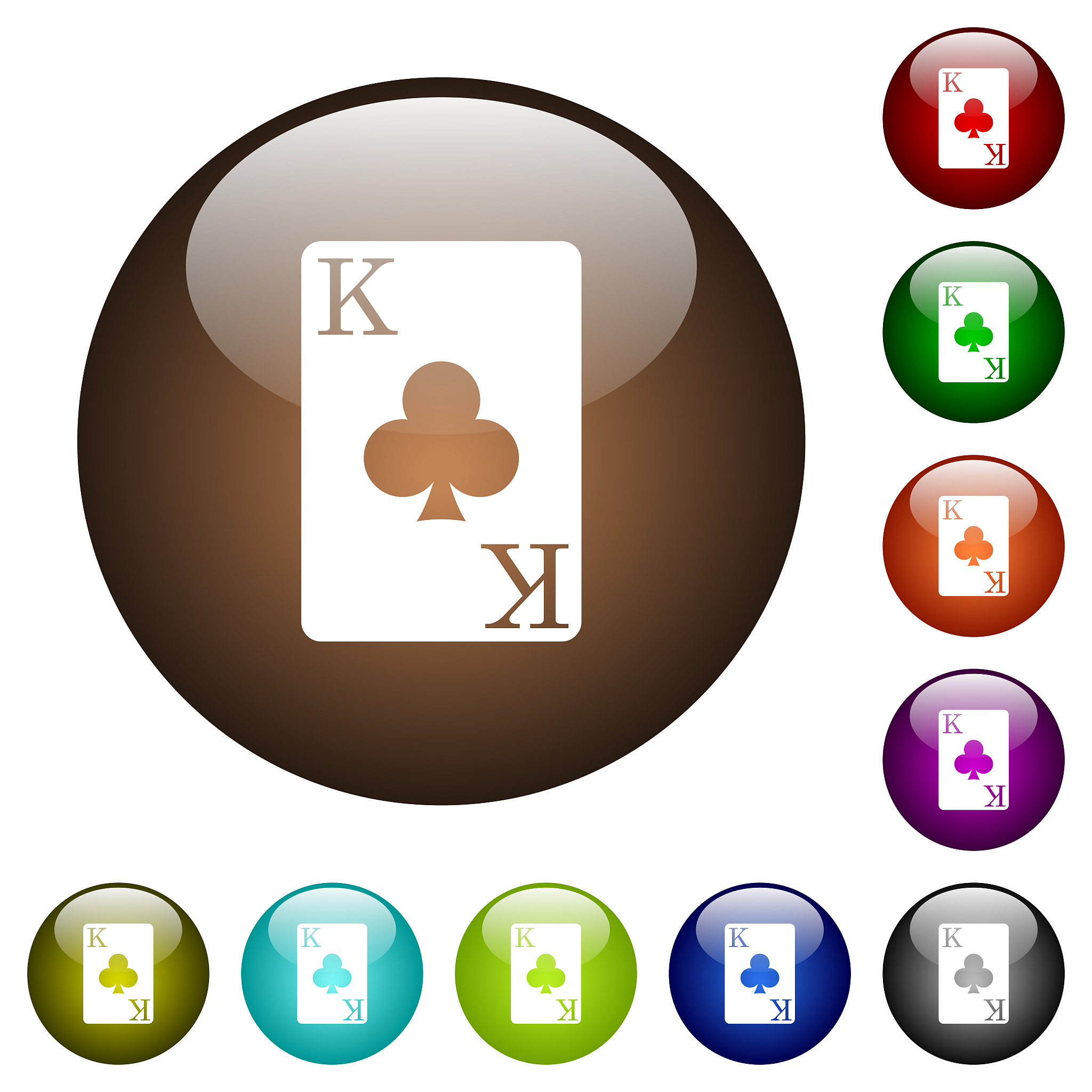 king of clubs card color glass buttons
