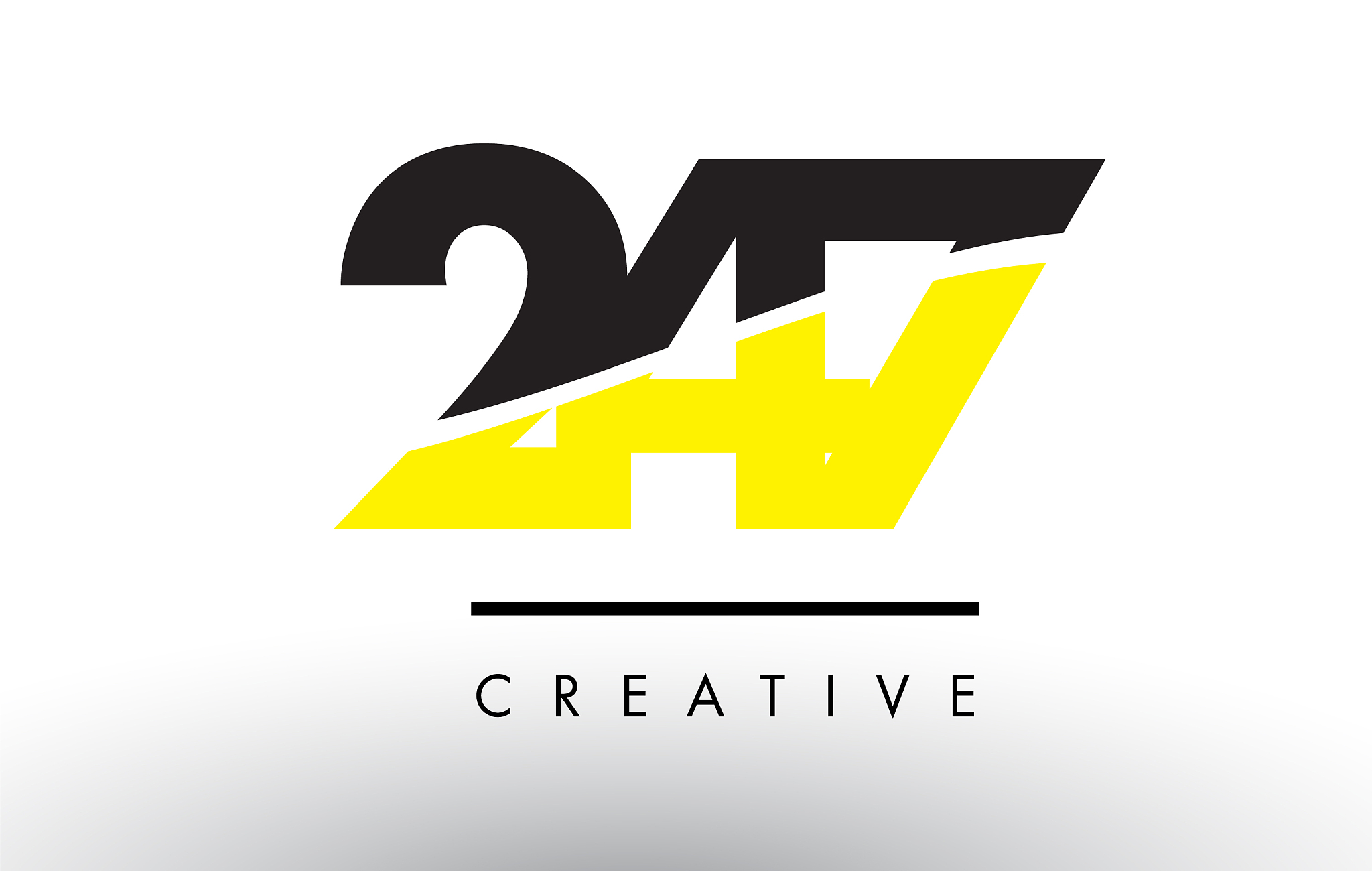 247 black and yellow number logo design