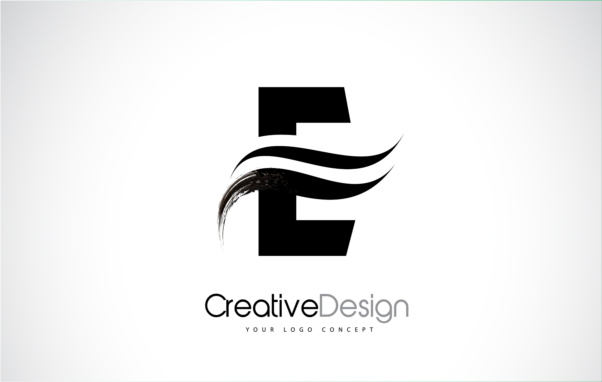 e letter design brush paint stroke