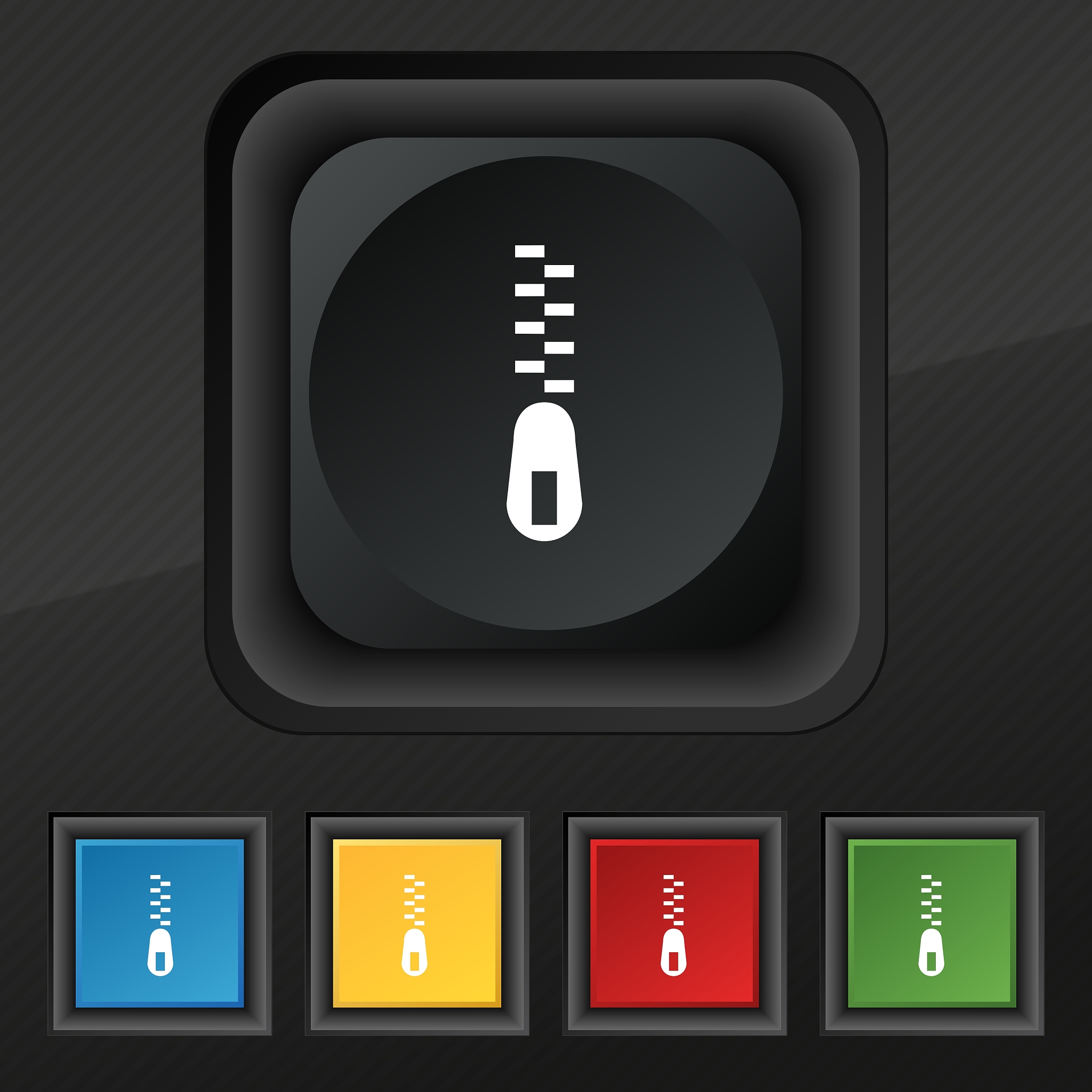 zipper icon symbol set of five colorful stylish
