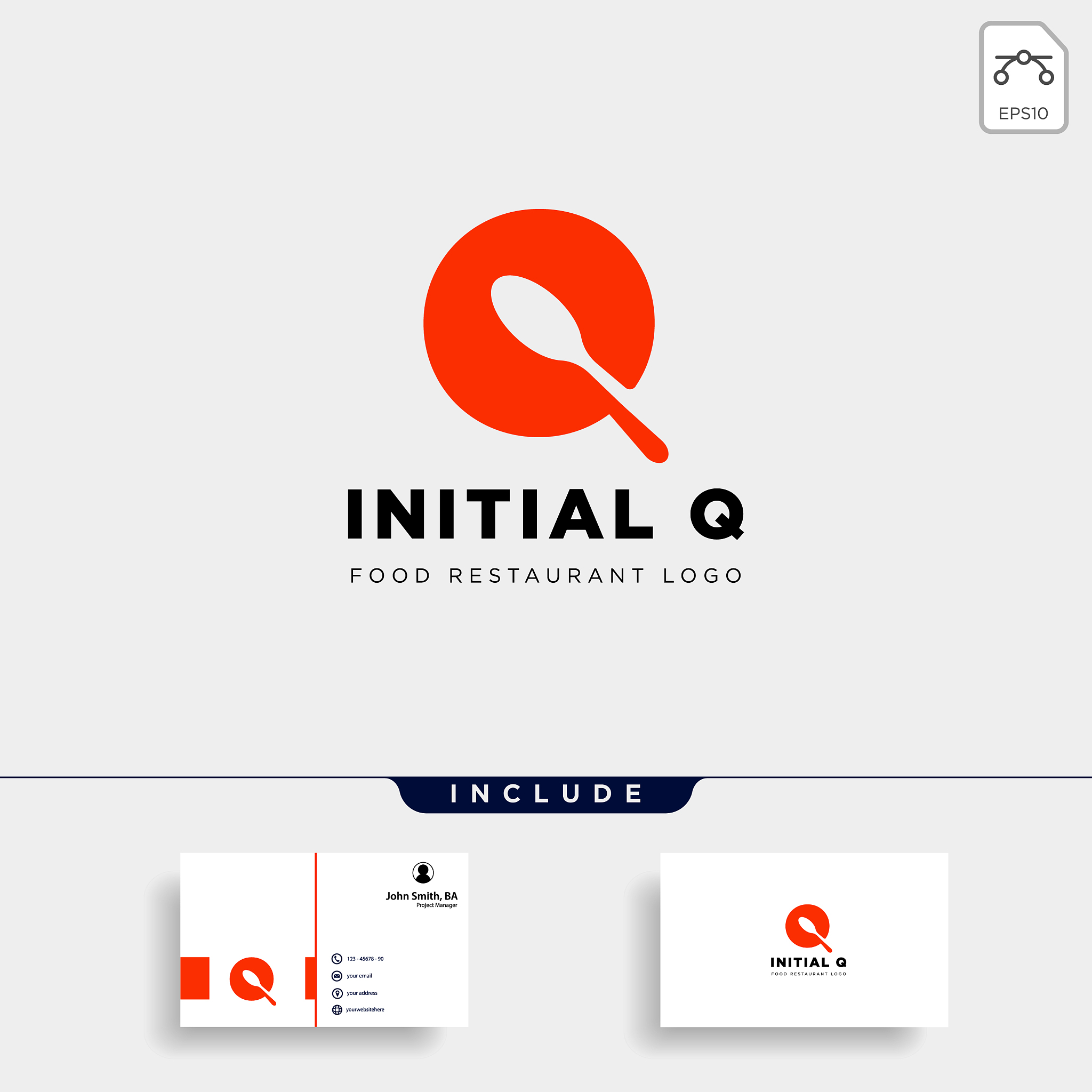 initial q food equipment simple logo template