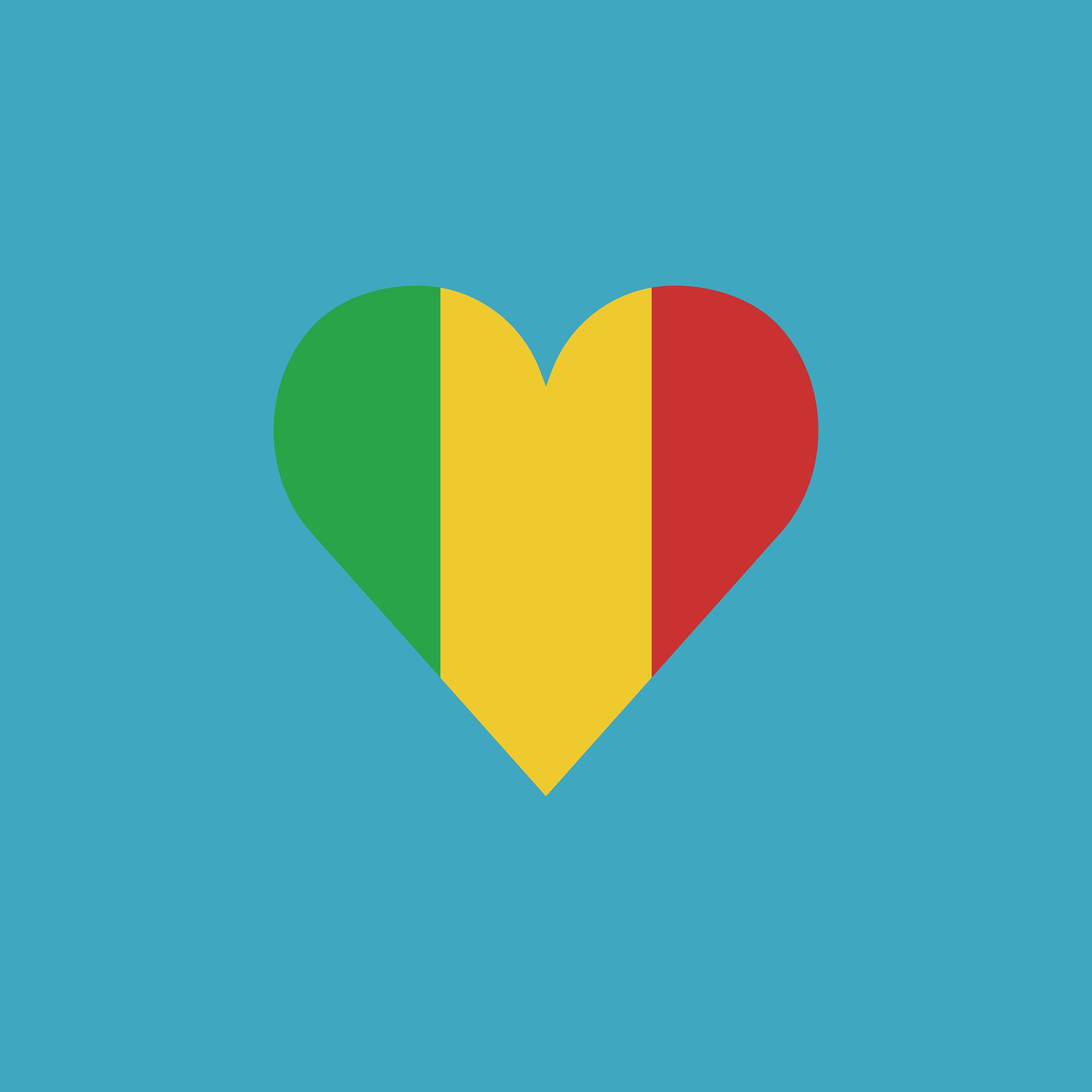 mali flag icon in a heart shape in flat design