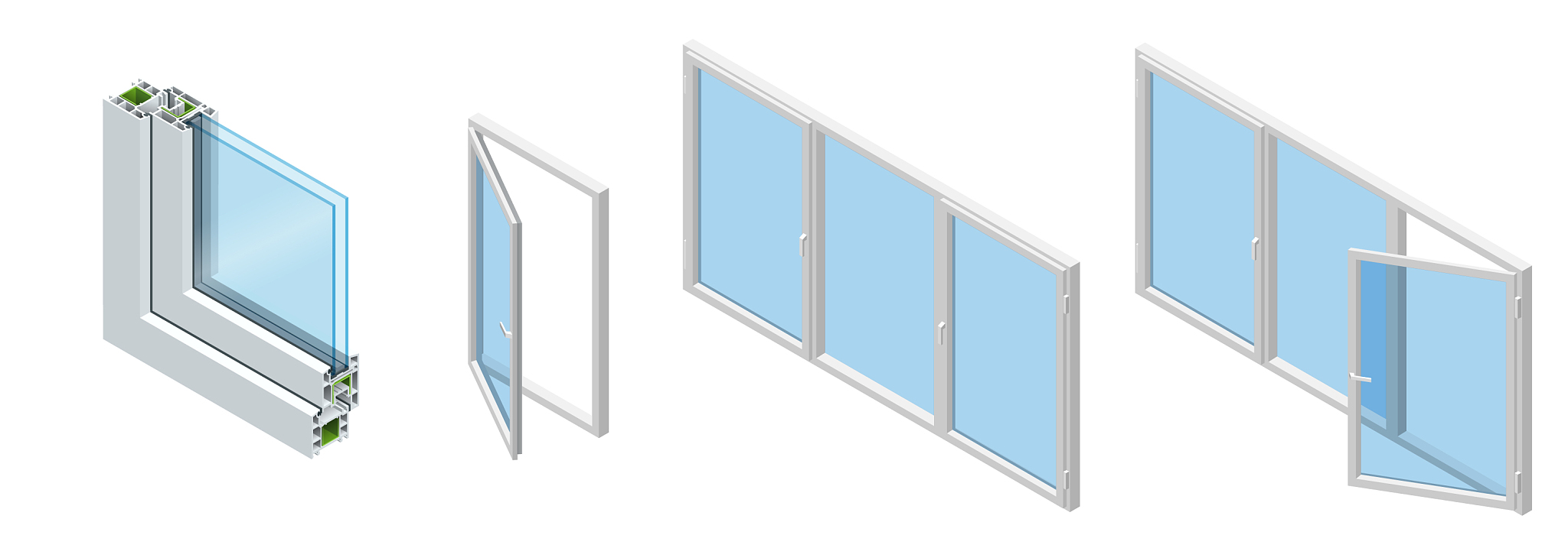 cross section through a window pane pvc profile