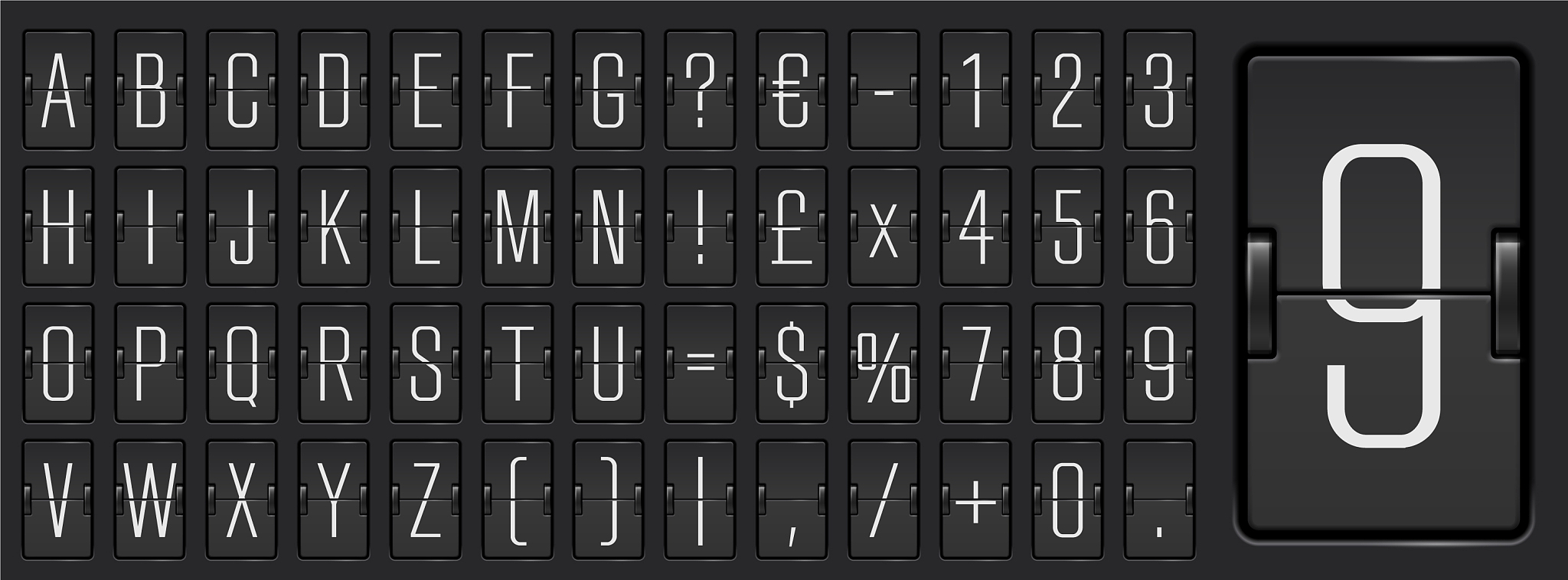 airline flip board light alphabet to display